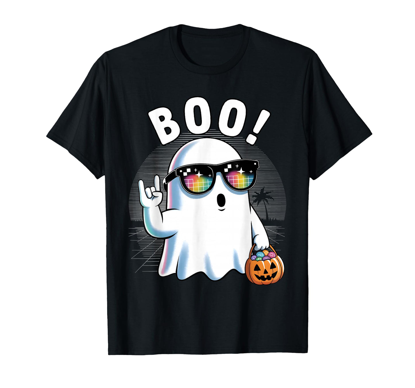 Halloween Costume Boo Ghost Rock T-Shirt - Casual Everyday Wear Men Women - T-Shirt, Sweatshirt, Hoodie