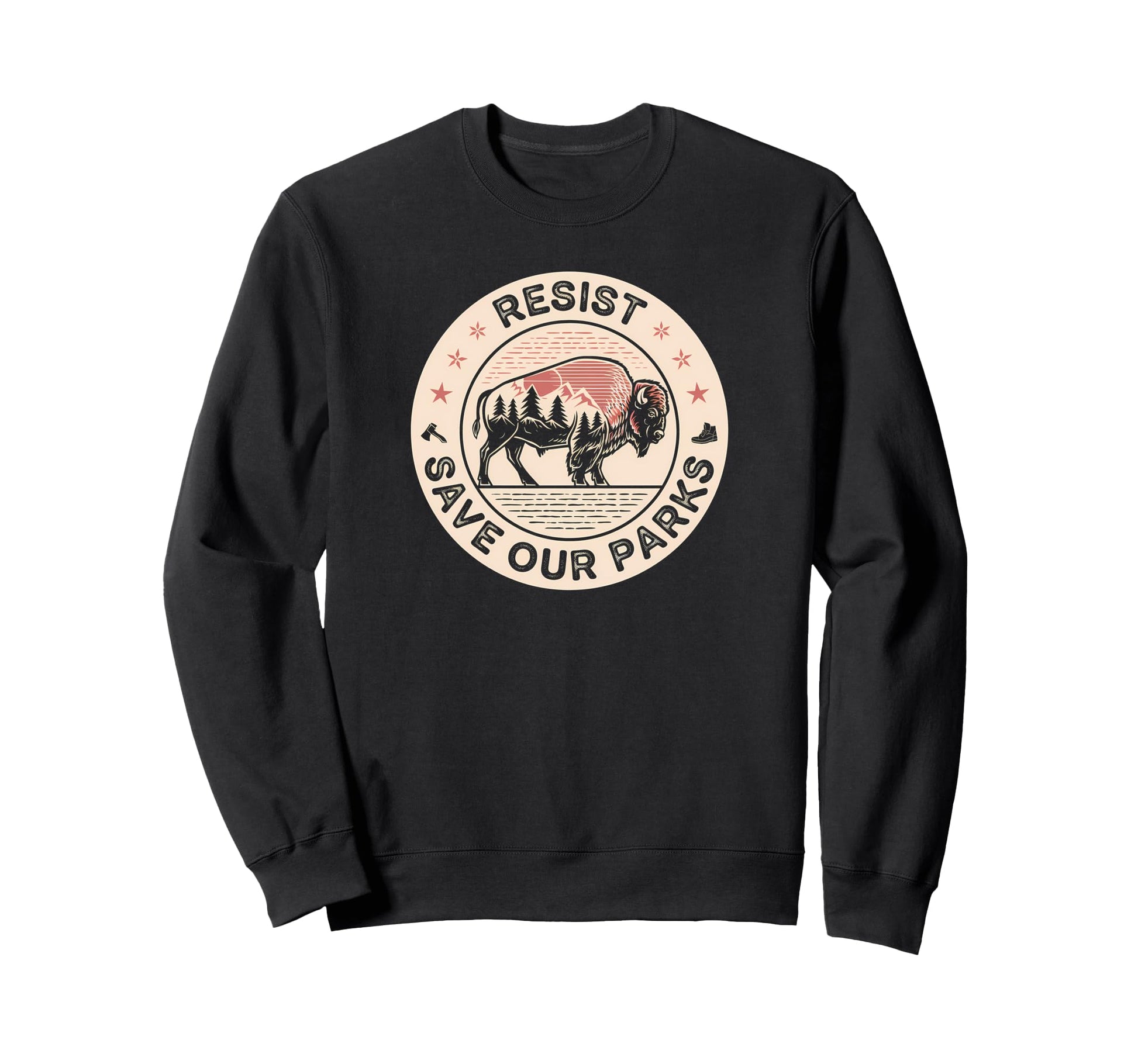 Resist Bison Buffalo Alt Us National Sweatshirt - Aesthetic Graphic Unisex - T-Shirt, Sweatshirt, Hoodie