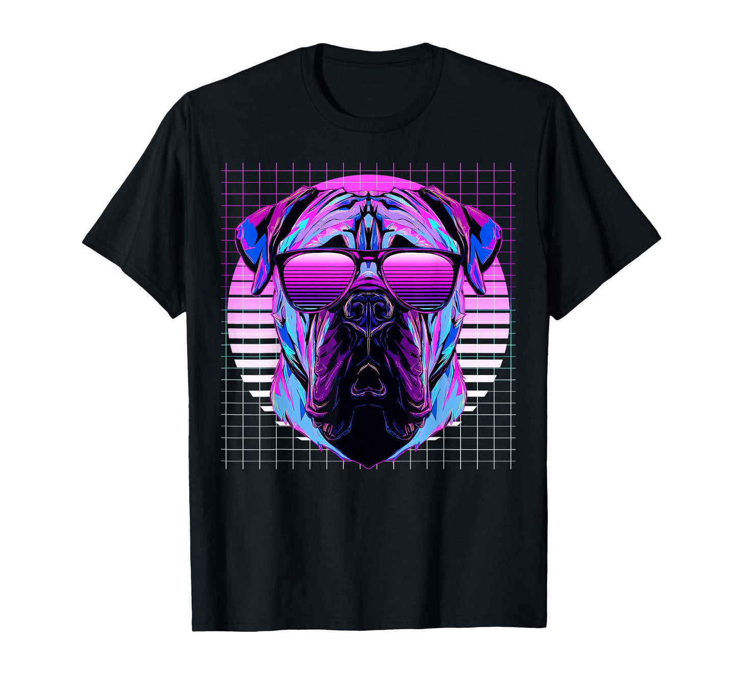 Mastiff Sunglasses Dog Vaporwave T-Shirt - Aesthetic Graphic Unisex - T-Shirt, Sweatshirt, Hoodie
