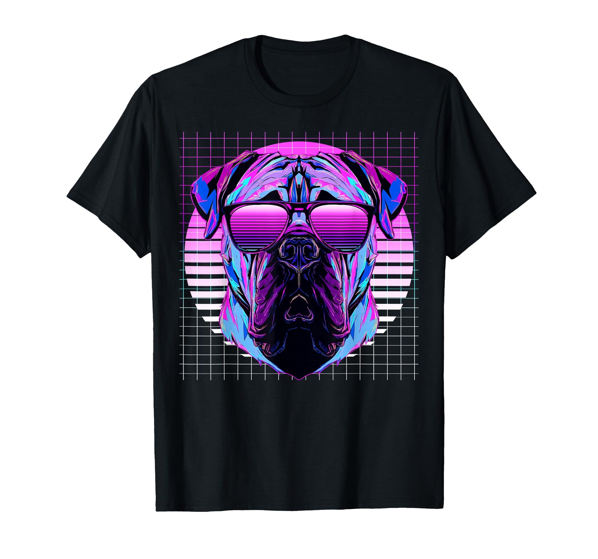 Mastiff Sunglasses Dog Vaporwave T-Shirt - Aesthetic Graphic Unisex - T-Shirt, Sweatshirt, Hoodie
