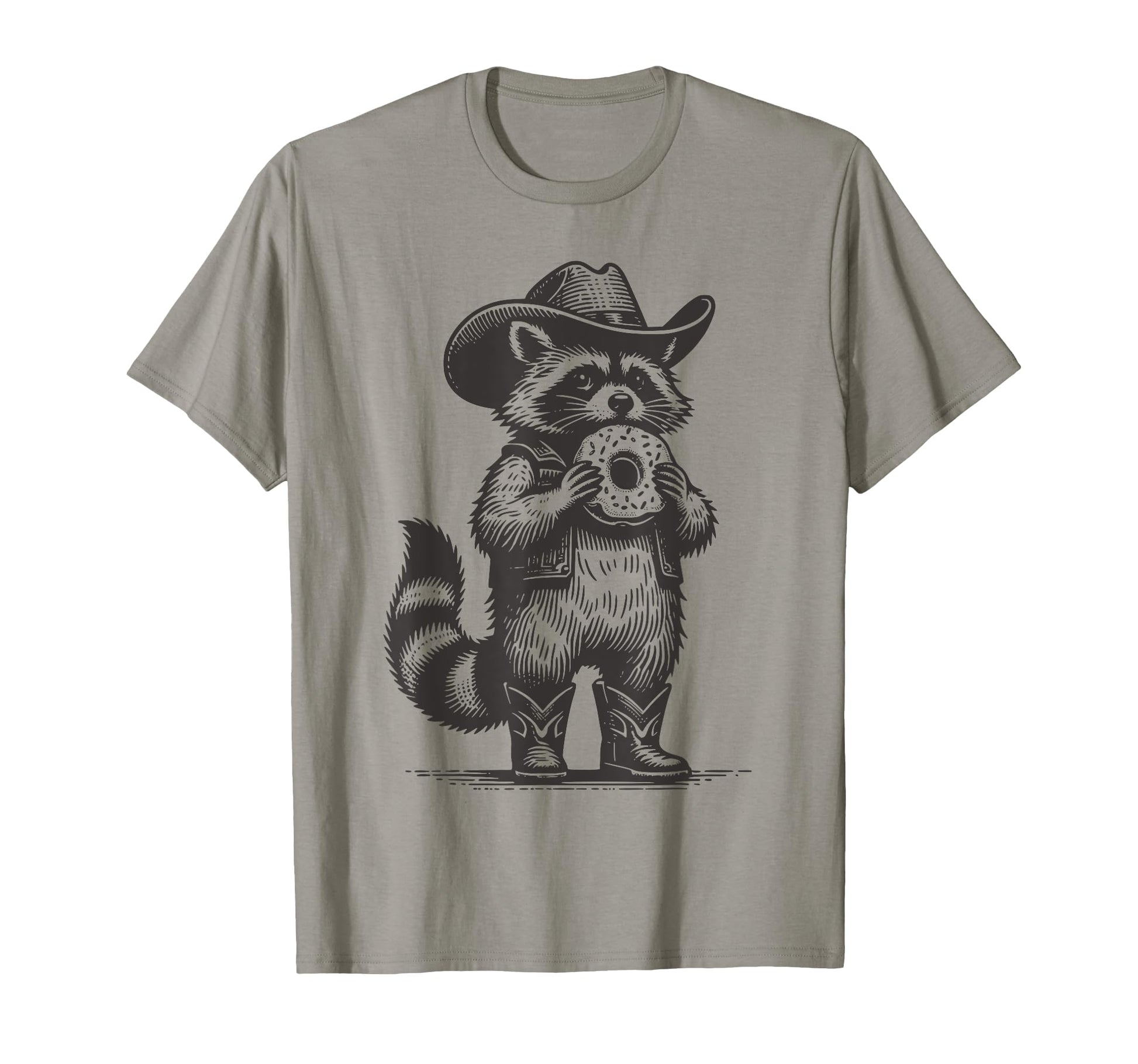 Raccoon Donuts Lover Raccoon Cowboy T-Shirt - Streetwear Style for Adults - T-Shirt, Sweatshirt, Hoodie