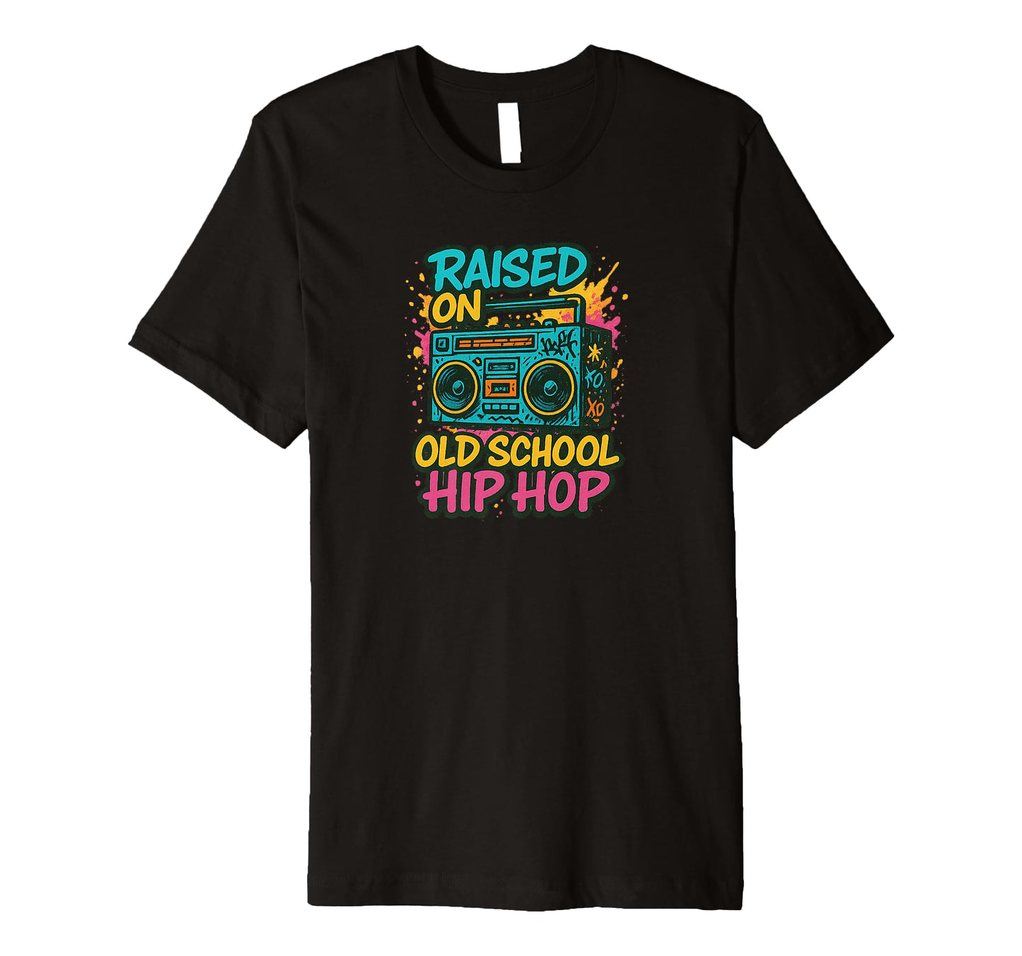 Raised Old School Hip Hop Boombox T-Shirt - Aesthetic Graphic for Adults - T-Shirt, Sweatshirt, Hoodie