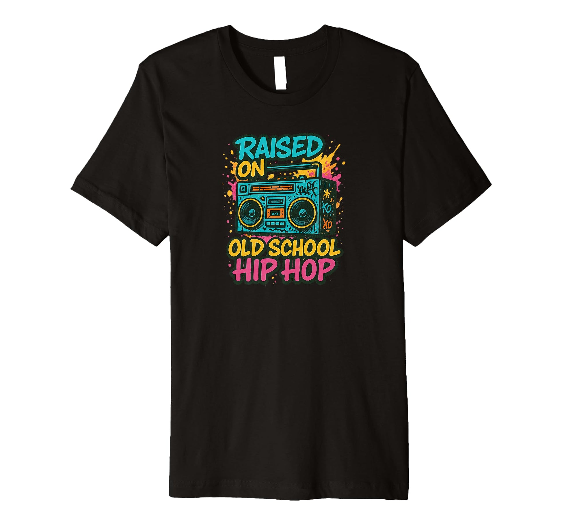 Raised Old School Hip Hop Boombox T-Shirt - Aesthetic Graphic for Adults - T-Shirt, Sweatshirt, Hoodie