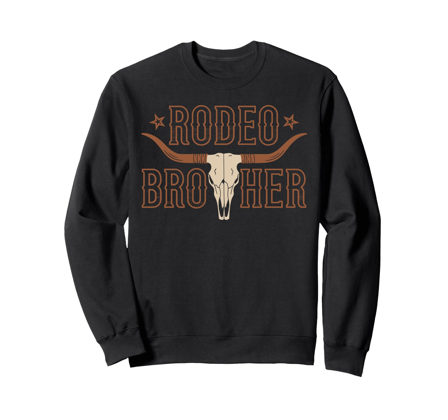Rodeo Brother Western Longhorn Skull Sweatshirt - Graphic Print Unisex - T-Shirt, Sweatshirt, Hoodie