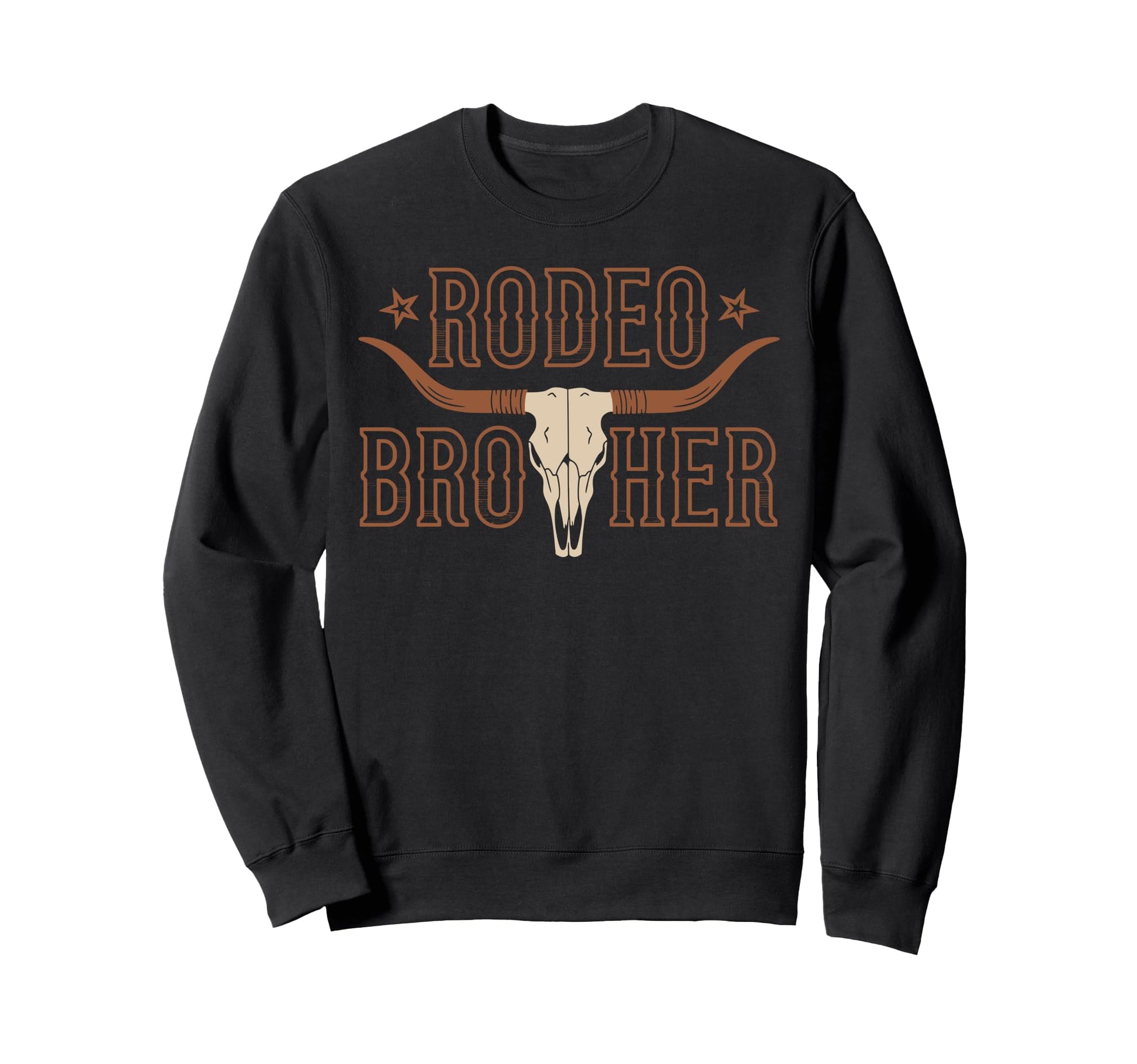 Rodeo Brother Western Longhorn Skull Sweatshirt - Graphic Print Unisex - T-Shirt, Sweatshirt, Hoodie