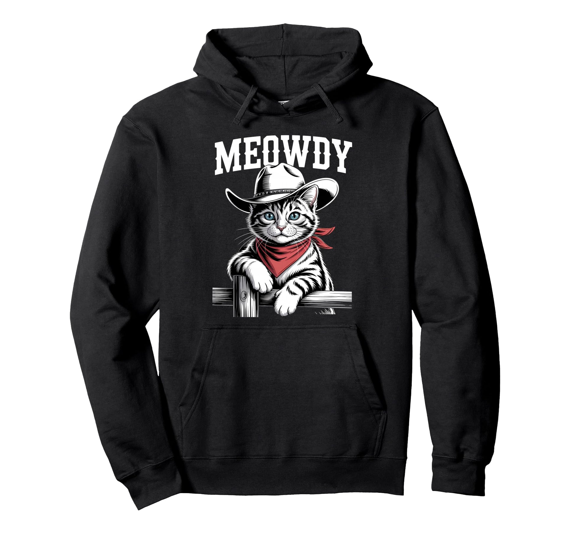Meowdy Cat Cowboy Cat Western Country Hoodie - Fun Novelty Design Unisex - T-Shirt, Sweatshirt, Hoodie