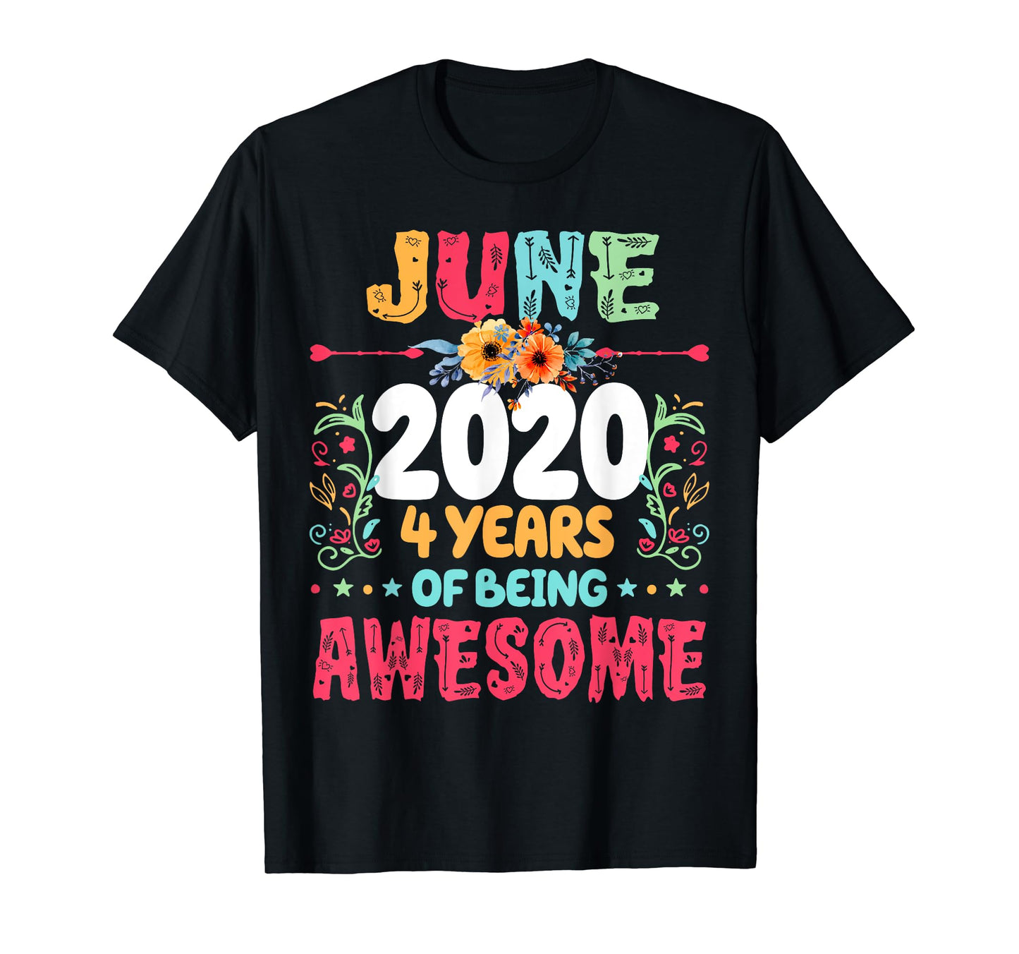 Since June 2020 4 Years Being Awesome T-Shirt - Trendy Graphic for Adults - T-Shirt, Sweatshirt, Hoodie
