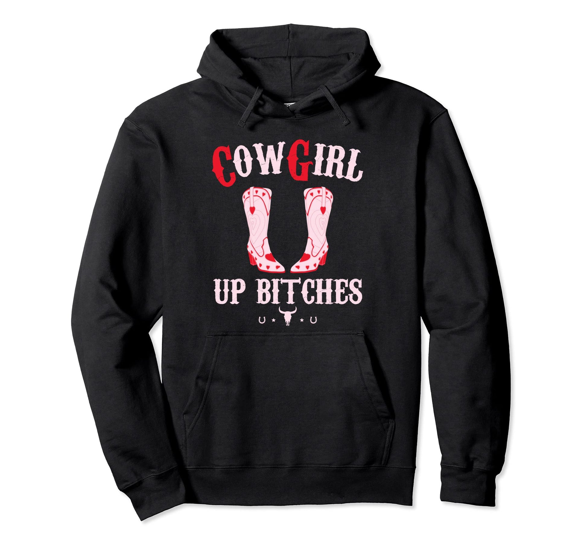 Western Cowgirl Yeehaw Hippie Boho Cow Hoodie - Minimalist Print Unisex - T-Shirt, Sweatshirt, Hoodie
