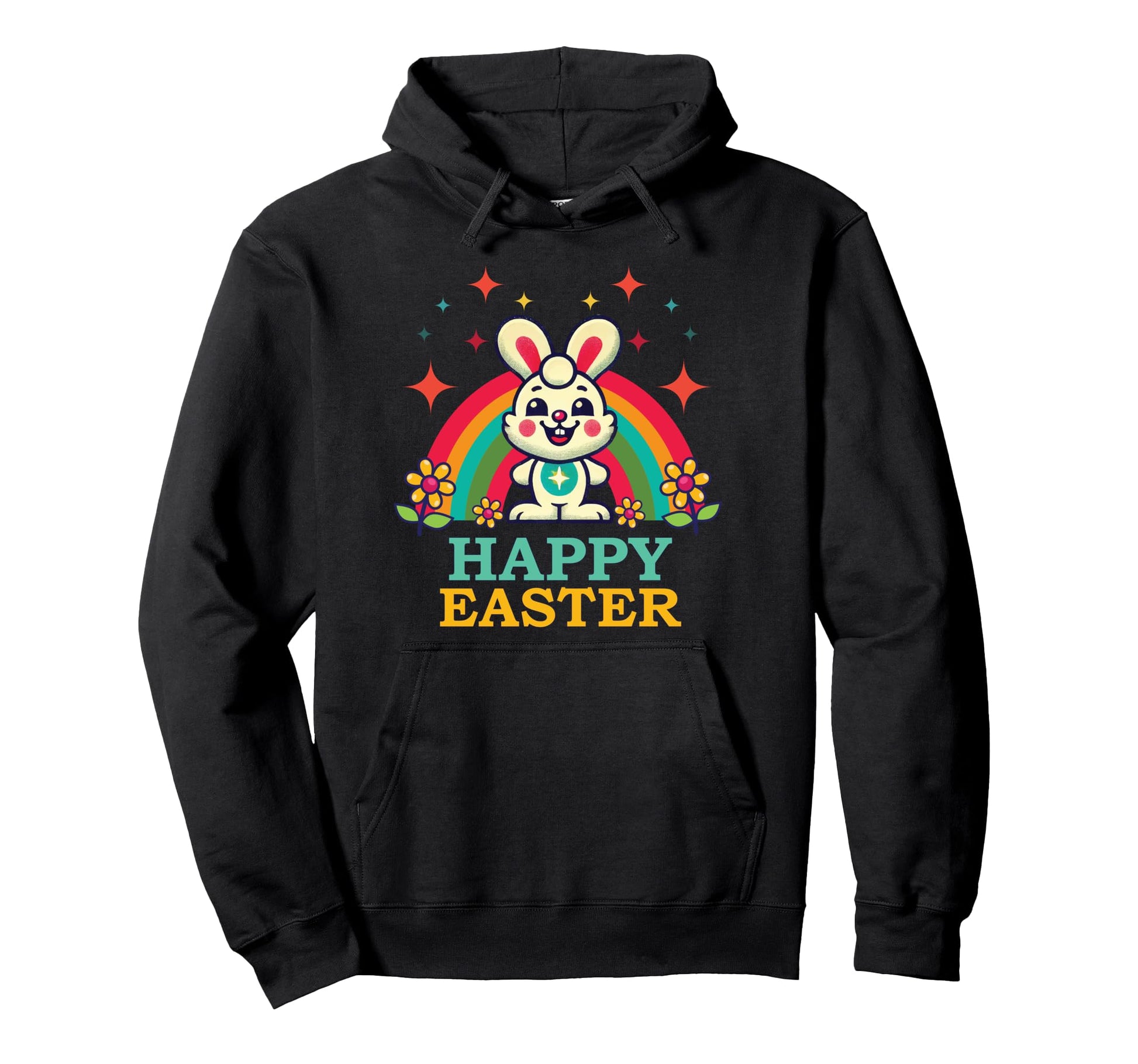 Easter Rabbit Rainbow Aesthetic Hoodie - Casual Everyday Wear Unisex - T-Shirt, Sweatshirt, Hoodie