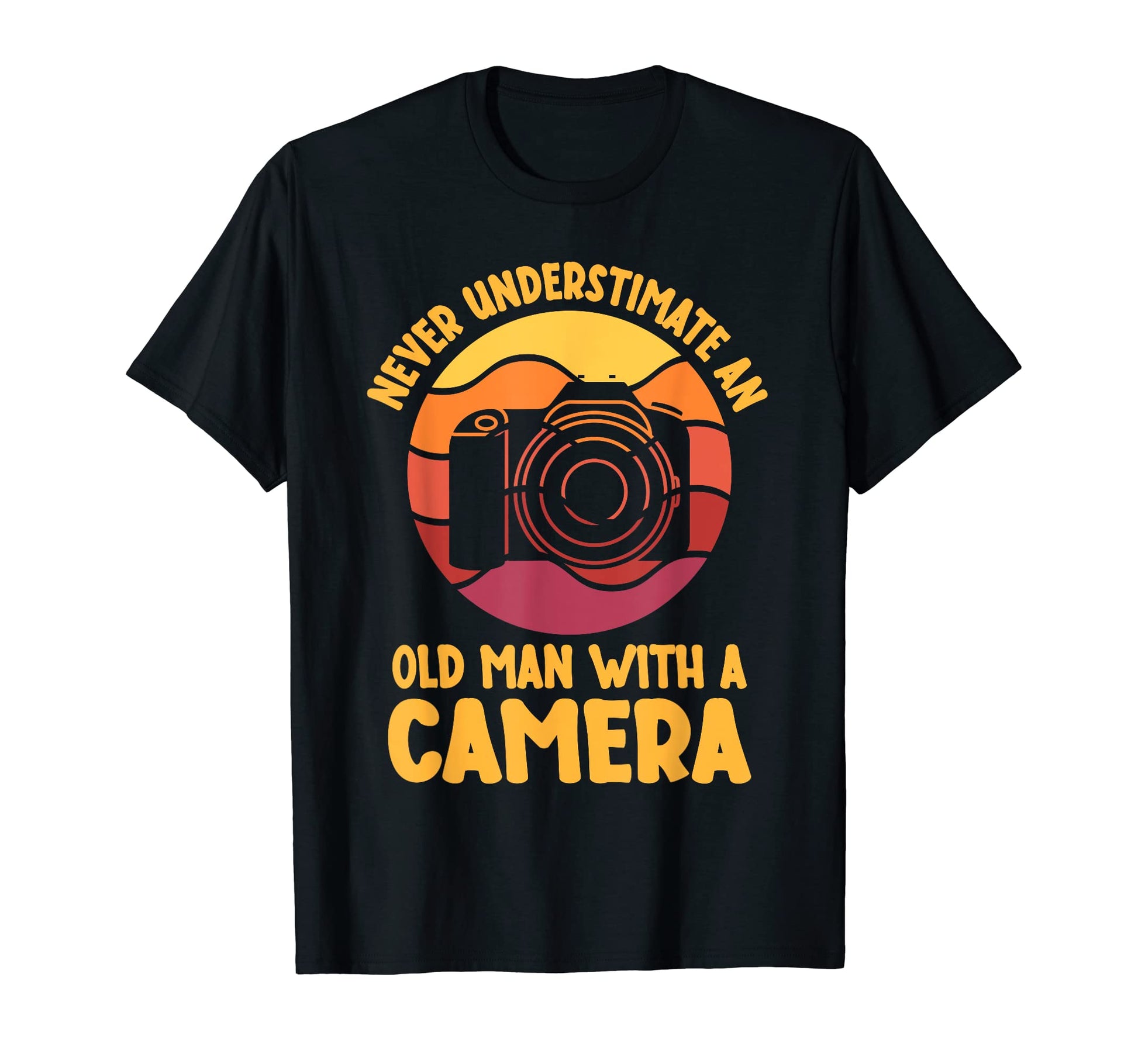Never Underestimate Old Camera T-Shirt - Unique Graphic for Adults - T-Shirt, Sweatshirt, Hoodie
