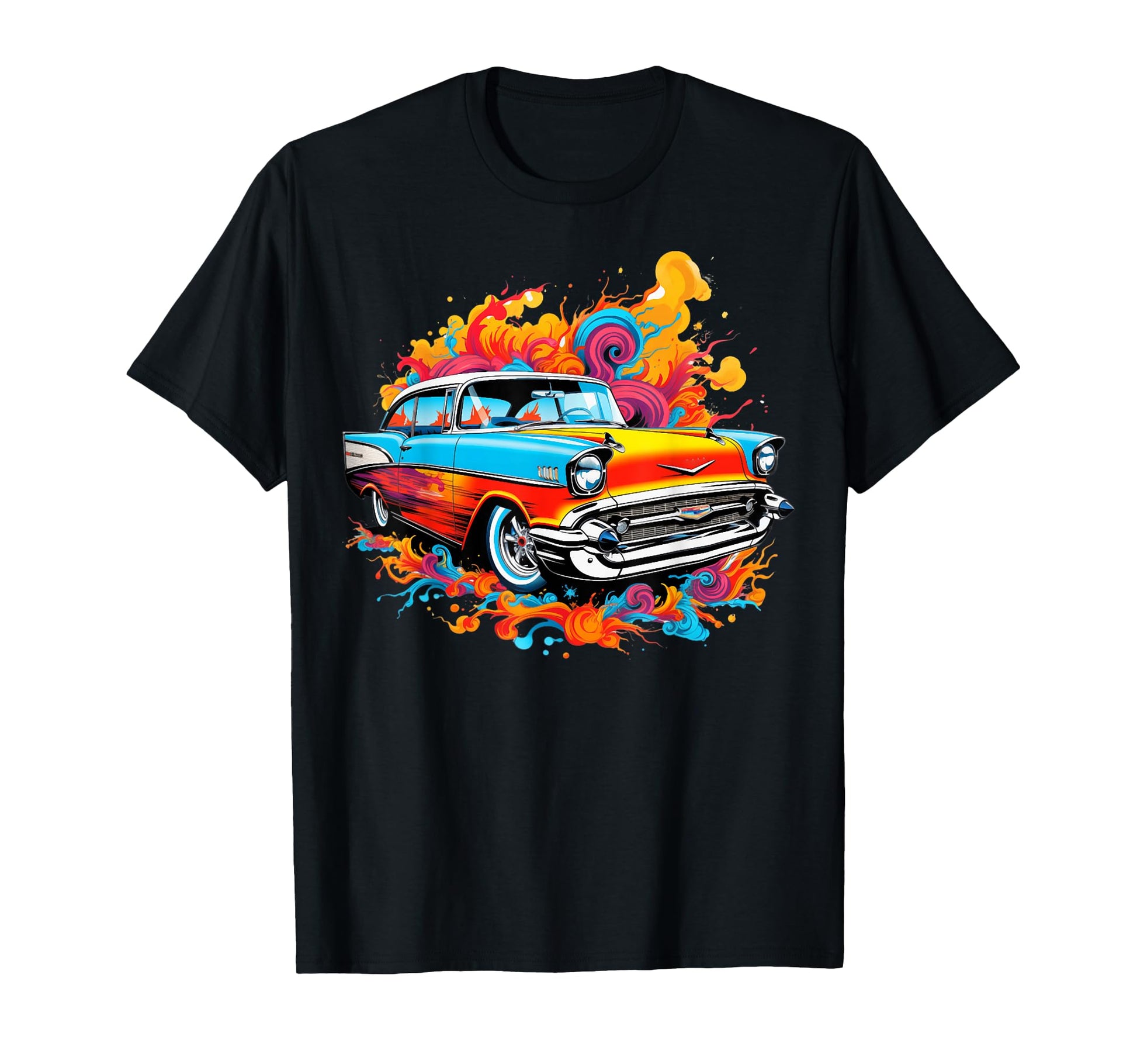 1955 55 Bel Air Tie Dye 50S Silhouette T-Shirt - Trendy Graphic Men Women - T-Shirt, Sweatshirt, Hoodie