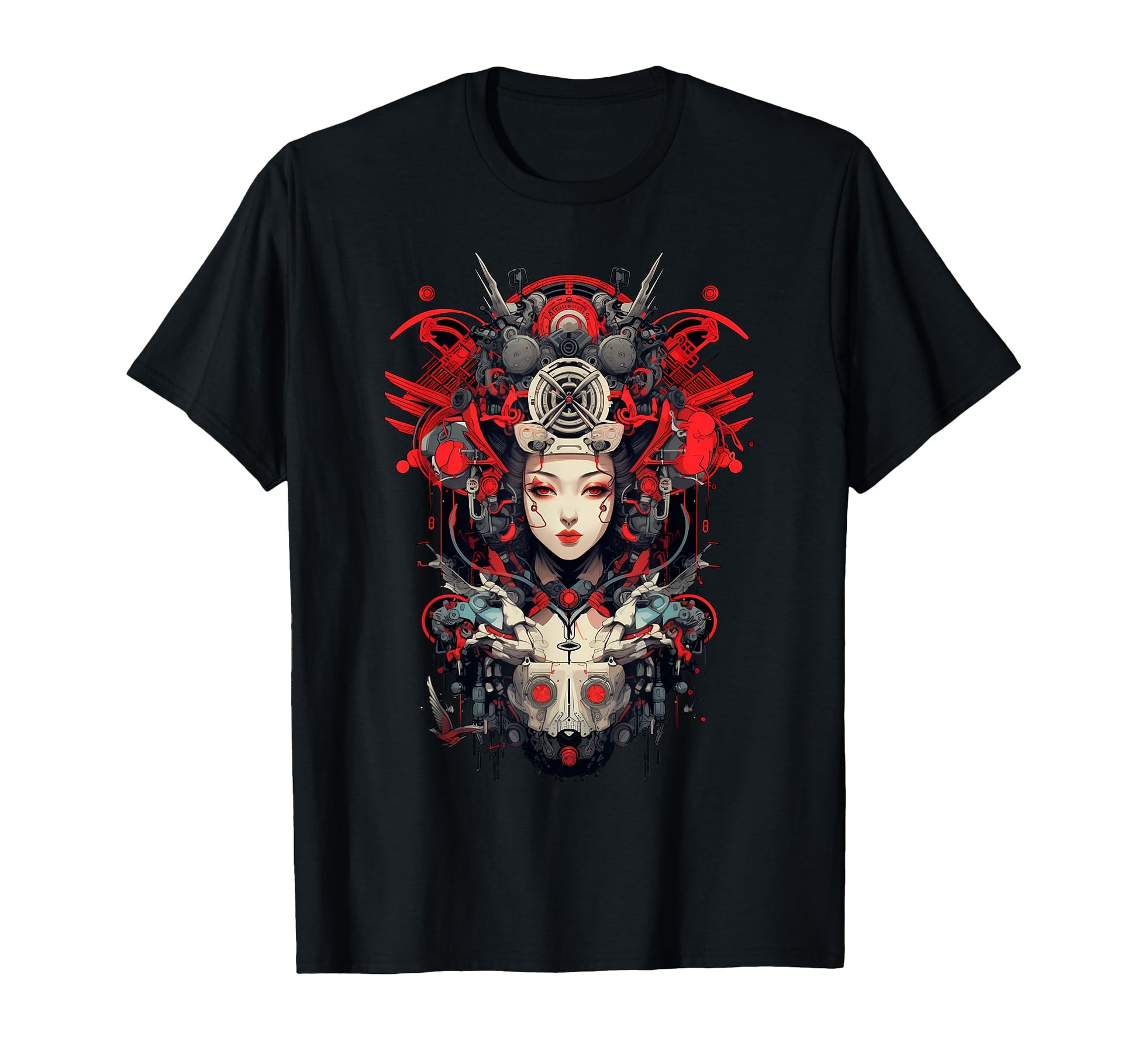 Cyberpunk Cyborg Geisha Japanese T-Shirt - Casual Everyday Wear Unisex - T-Shirt, Sweatshirt, Hoodie