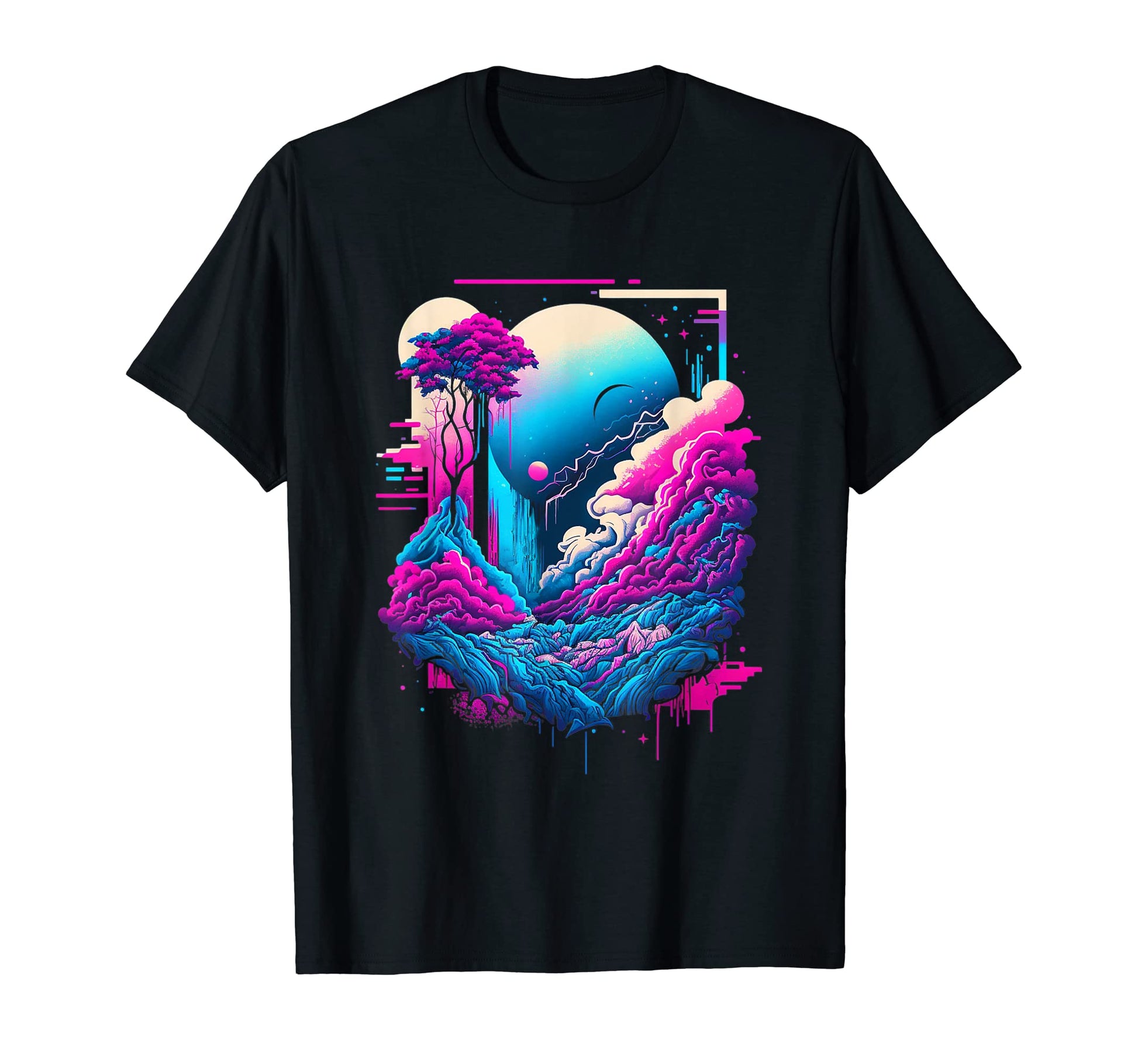 Vaporwave Abstract Landscape Moon T-Shirt - Aesthetic Graphic Men Women - T-Shirt, Sweatshirt, Hoodie
