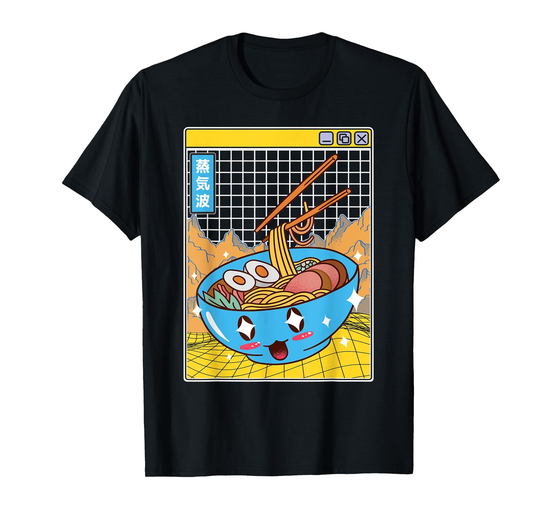 Ramen Noodles Bowl Kawaii Grid T-Shirt - Custom Art Print for Adults - T-Shirt, Sweatshirt, Hoodie
