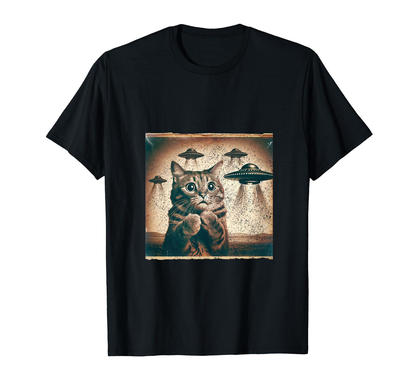 Spooked Cat Selfie Ufos Funny T-Shirt - Streetwear Style for Adults - T-Shirt, Sweatshirt, Hoodie