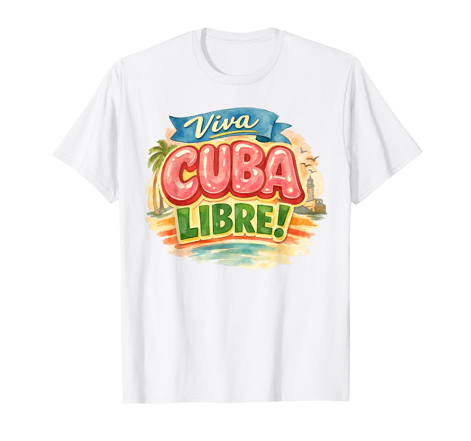 Viva Cuba Libre Cuban Typography T-Shirt - Novelty Apparel for Adults - T-Shirt, Sweatshirt, Hoodie