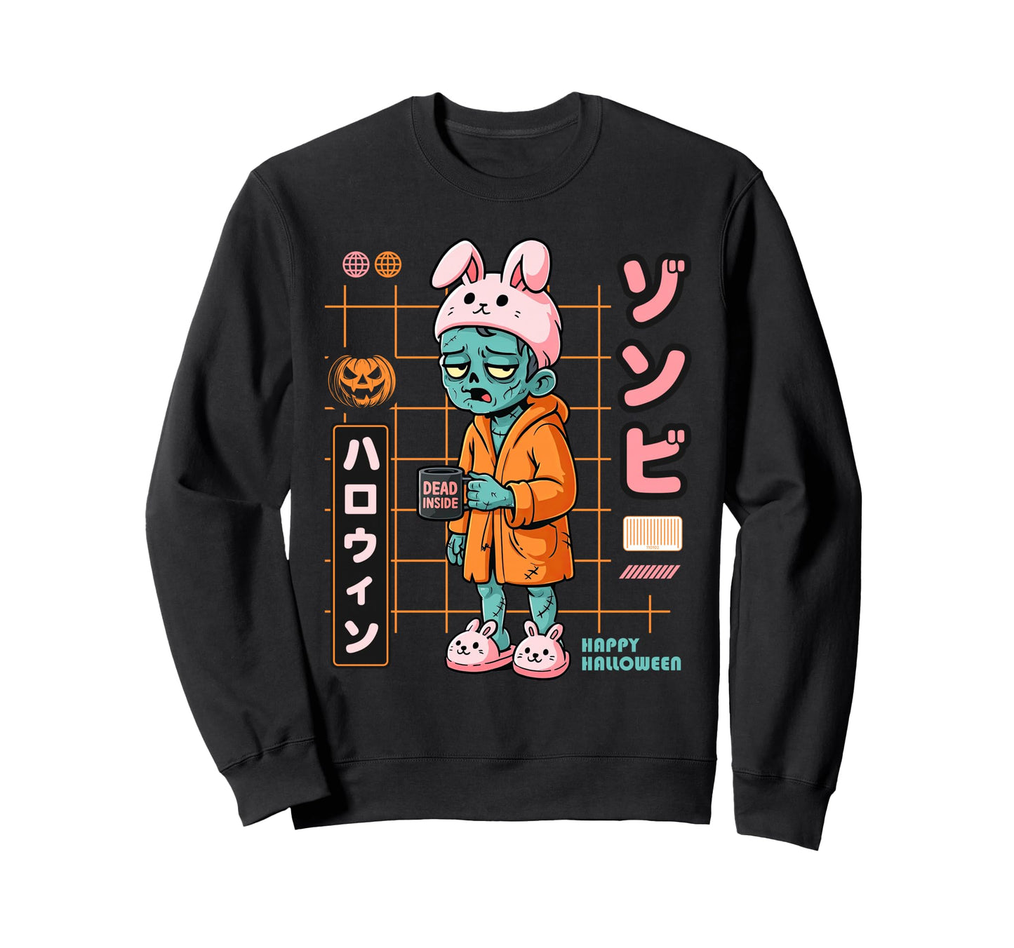 Kawaii Zombie Coffee Lover Undead Sweatshirt - Casual Everyday Wear Unisex - T-Shirt, Sweatshirt, Hoodie