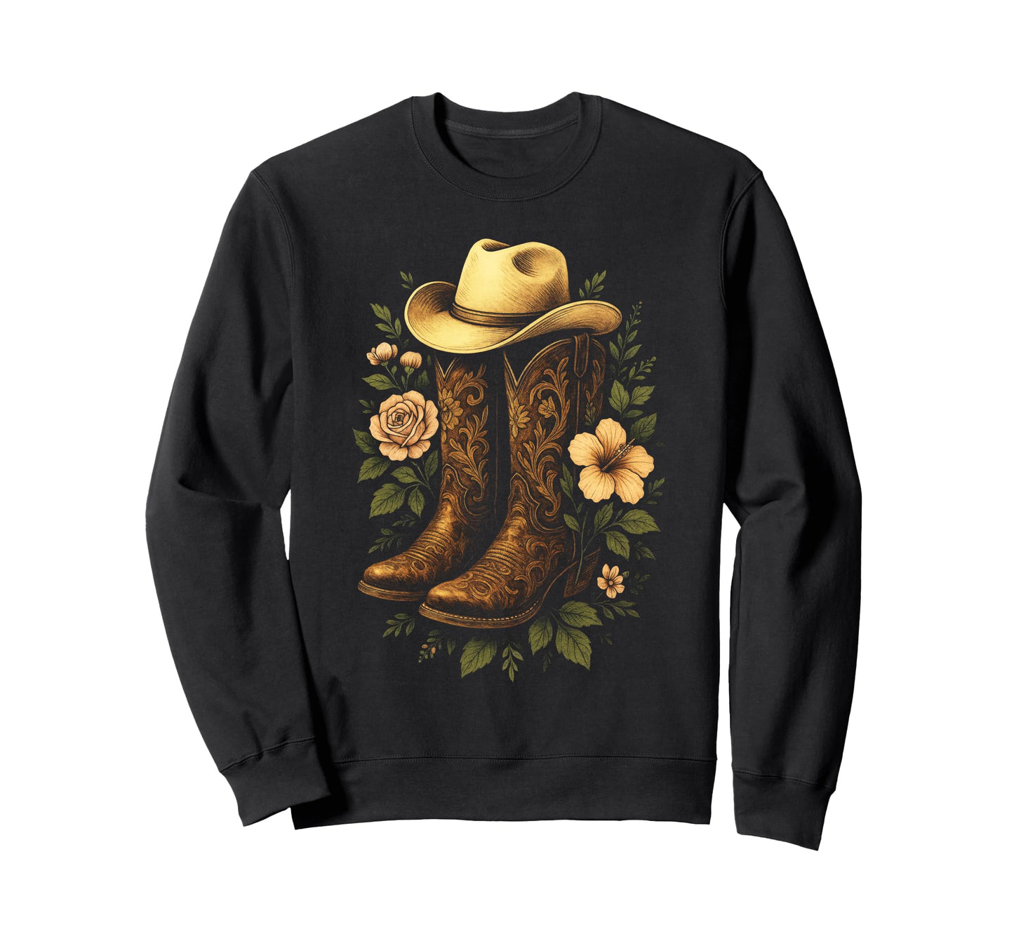 Cowboy Boots Western Rodeo Country Sweatshirt - Unique Graphic Men Women - T-Shirt, Sweatshirt, Hoodie