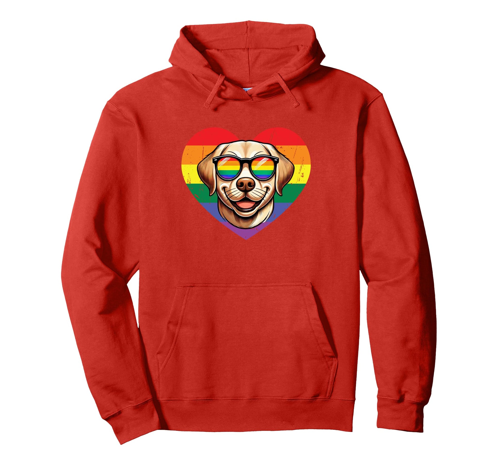 Rainbow Love Heart Dog Pride Lgbt Funny Hoodie - Unique Graphic for Adults - T-Shirt, Sweatshirt, Hoodie