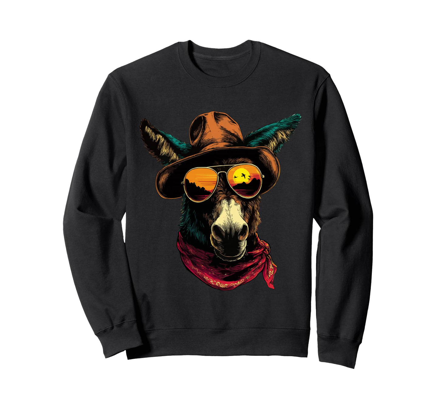 Colorful Donkey Sunglasses Sweatshirt - Casual Everyday Wear Men Women - T-Shirt, Sweatshirt, Hoodie