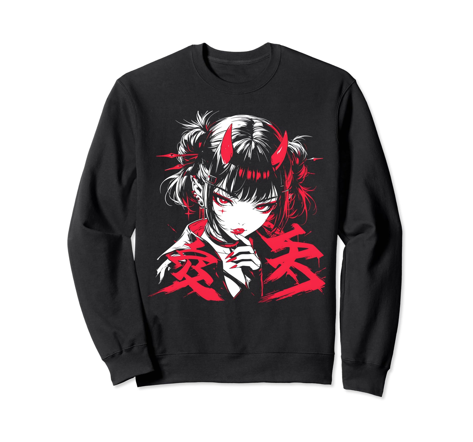 Goth Grunge Demon Anime Waifu Sweatshirt - Custom Art Print for Adults - T-Shirt, Sweatshirt, Hoodie