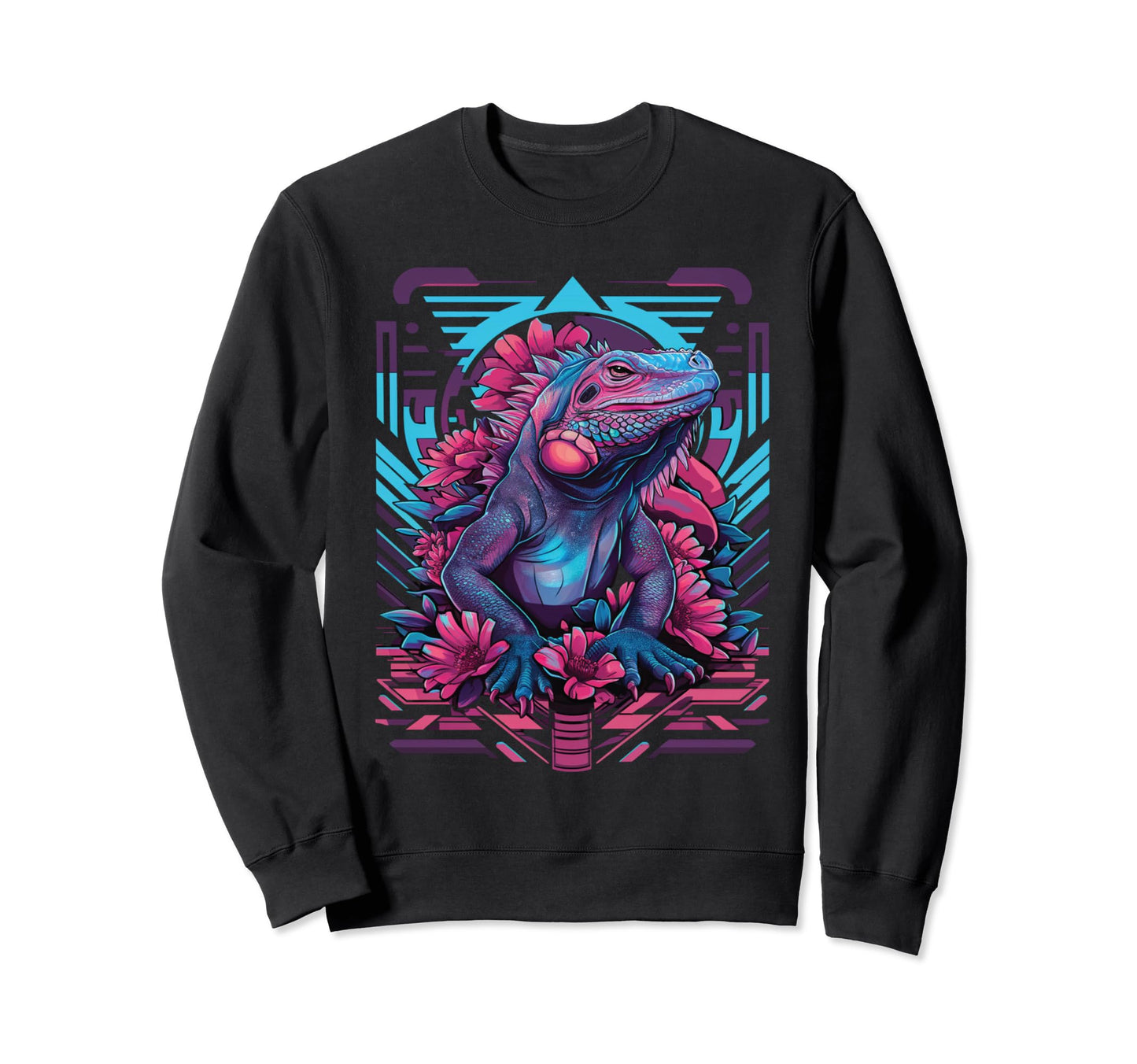 Iguana Vaporwave Aesthetic Synthwave Sweatshirt - Custom Art Print Unisex - T-Shirt, Sweatshirt, Hoodie