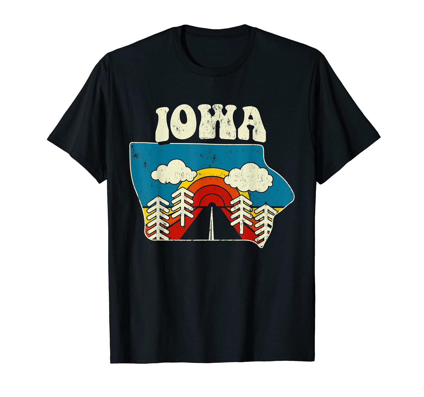 Iowa State Rainbow Hippie 70S Map T-Shirt - Streetwear Style Men Women - T-Shirt, Sweatshirt, Hoodie