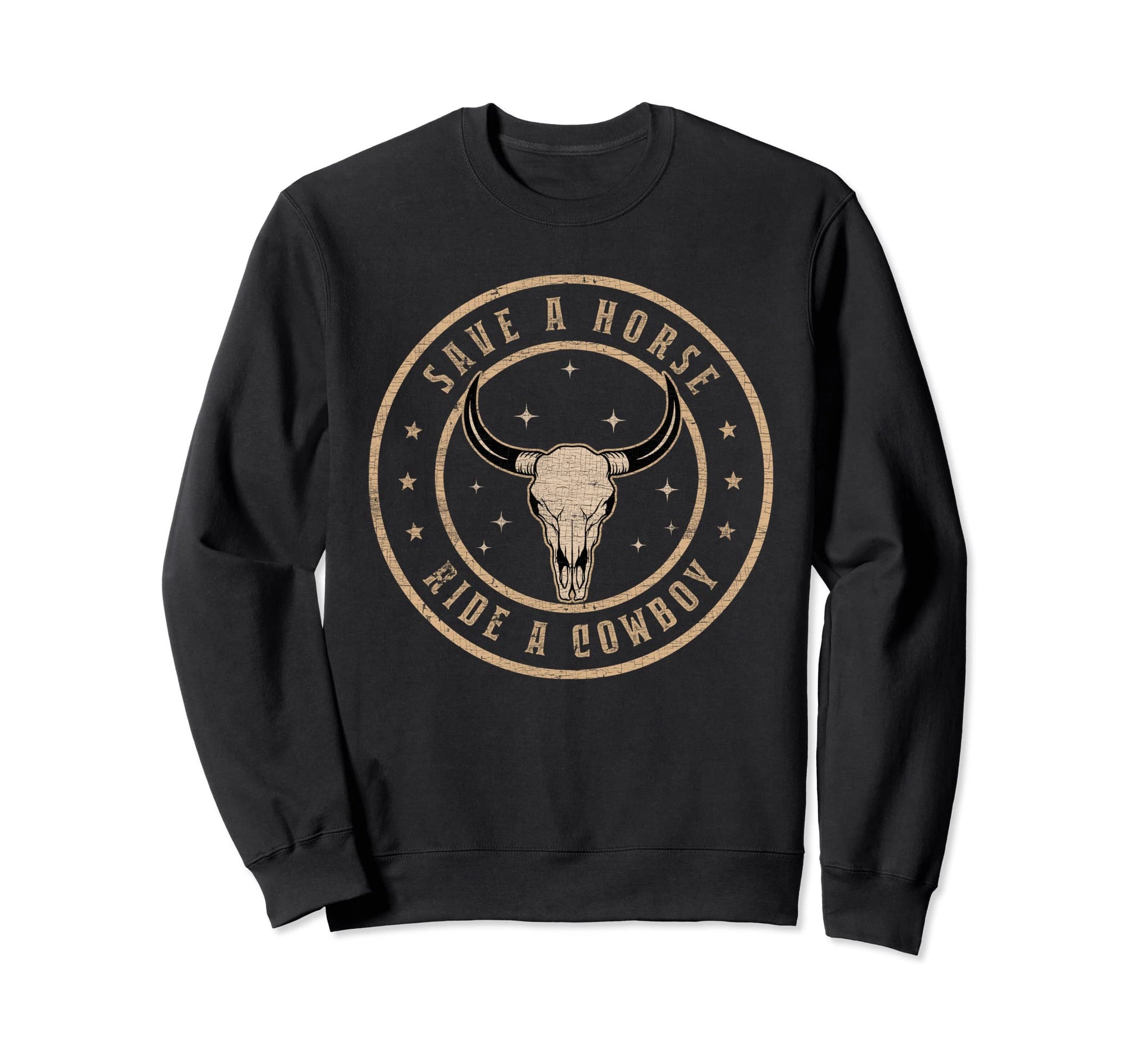 Save Horse Ride Cowboy Bull Skull Sweatshirt - Streetwear Style for Adults - T-Shirt, Sweatshirt, Hoodie