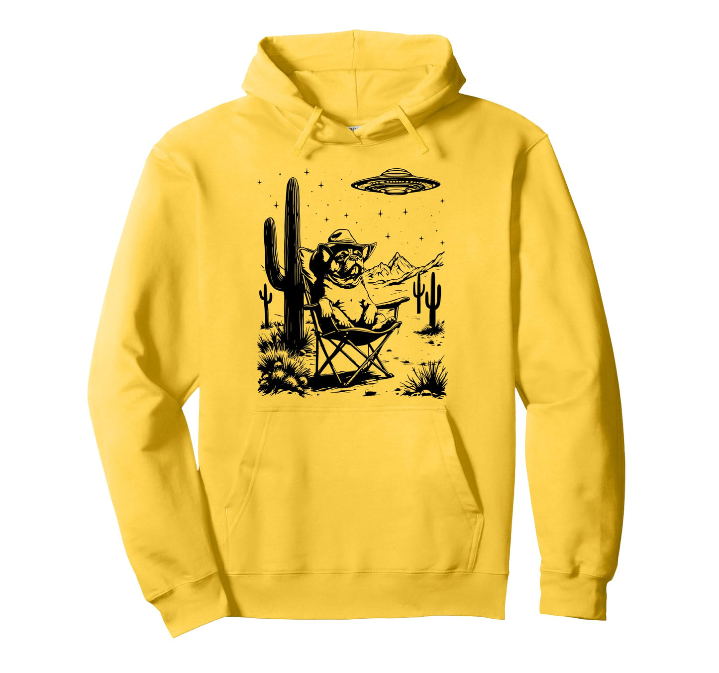 Funny French Bulldog Frenchie Cowboy Hat Hoodie - Minimalist Print Unisex - T-Shirt, Sweatshirt, Hoodie