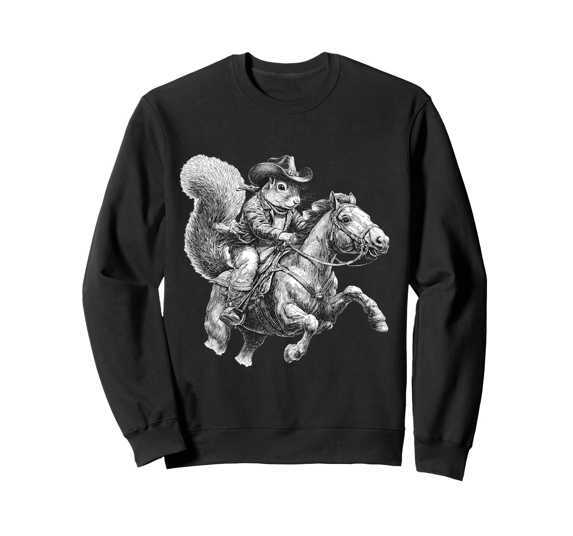 Squirrel Cowboy Rodeo Cowgirl Sweatshirt - Graphic Print for Adults - T-Shirt, Sweatshirt, Hoodie