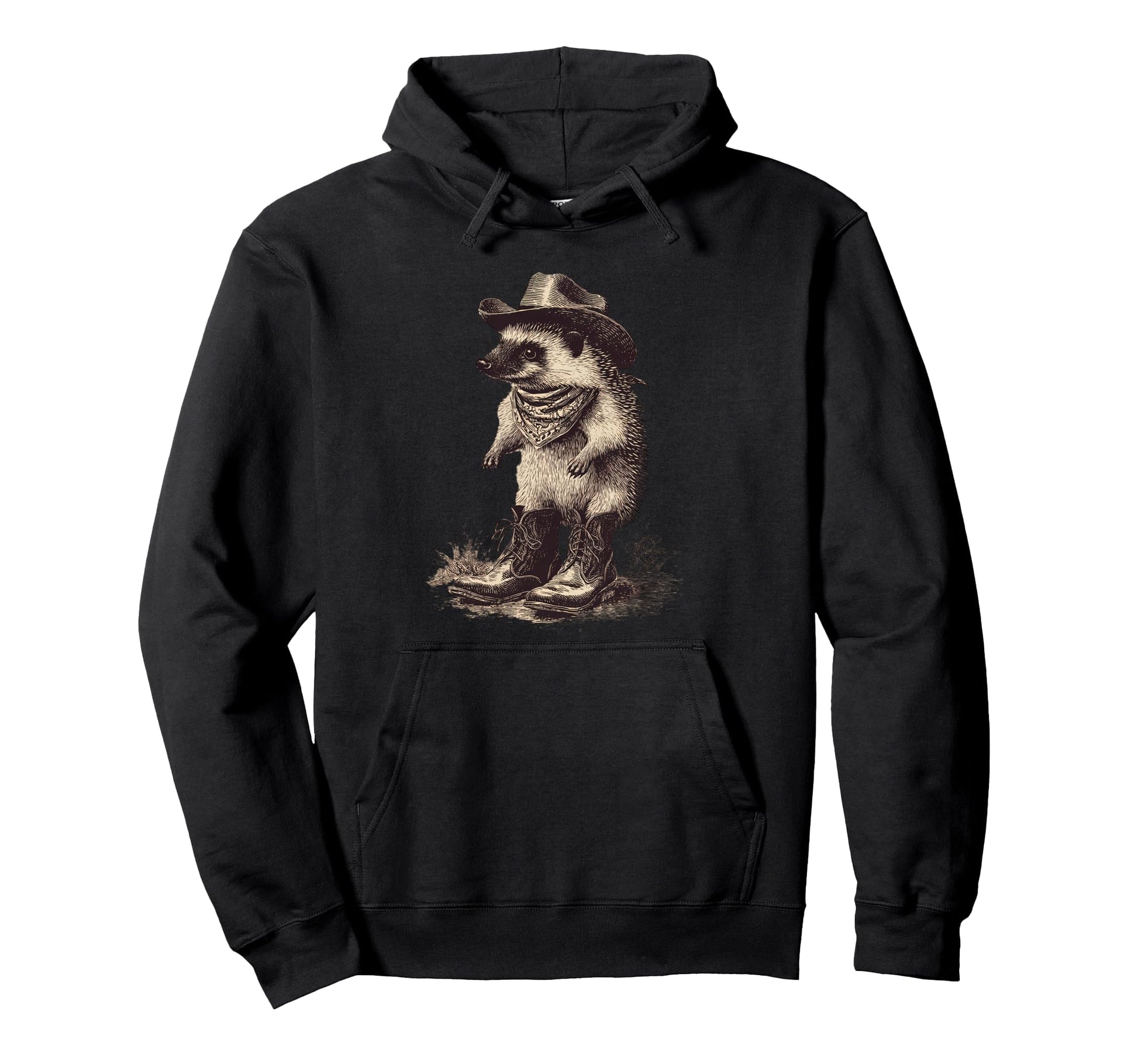 Hedgehog Cowboy Rodeo Cowgirl Western Hoodie - Minimalist Print Unisex - T-Shirt, Sweatshirt, Hoodie