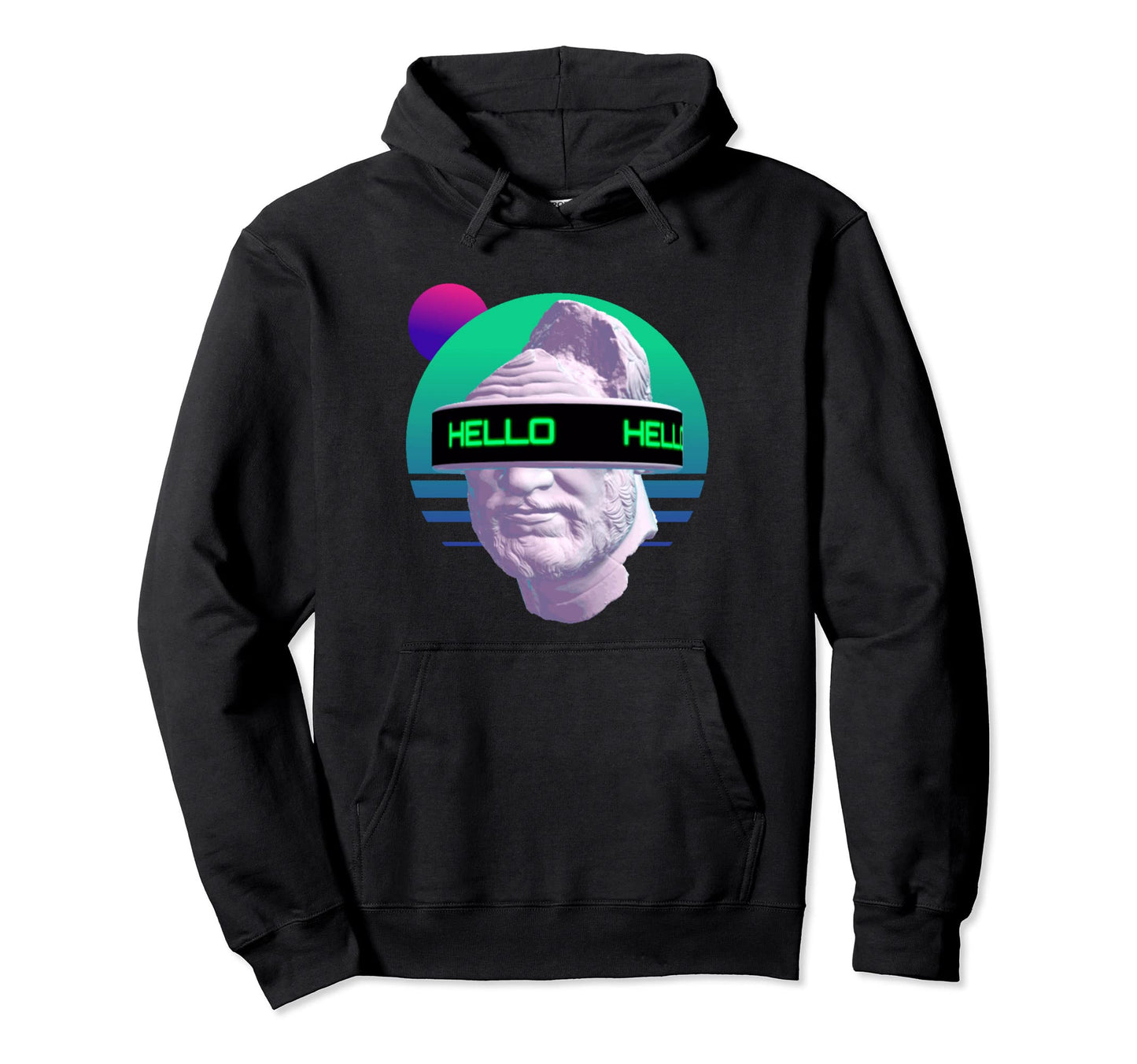 Greek Statue Vaporwave Retrowave Hoodie - Custom Art Print for Adults - T-Shirt, Sweatshirt, Hoodie