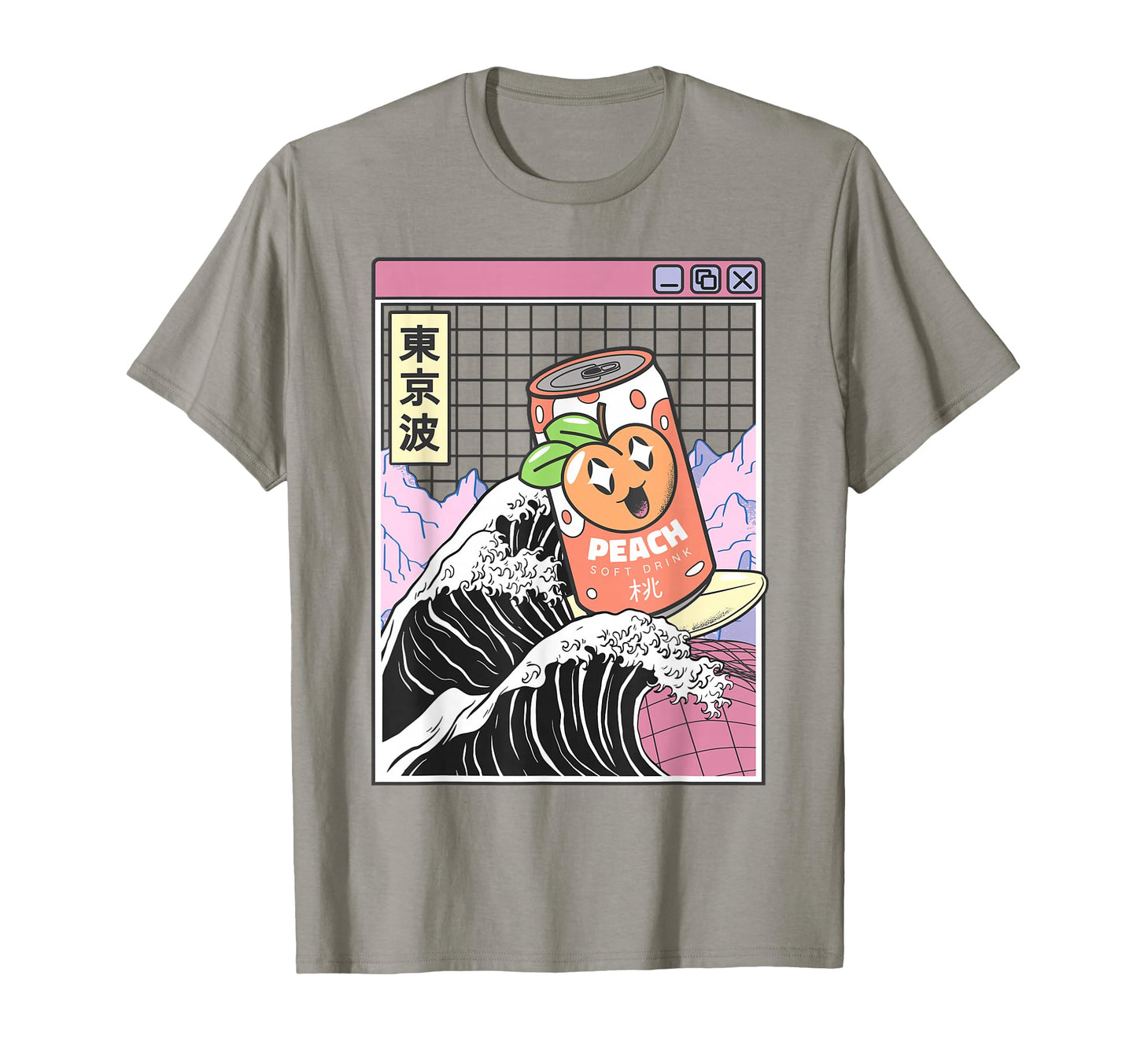 Peach Soda Surfing Kanagawa Wave Japan T-Shirt - Trendy Graphic for Adults - T-Shirt, Sweatshirt, Hoodie