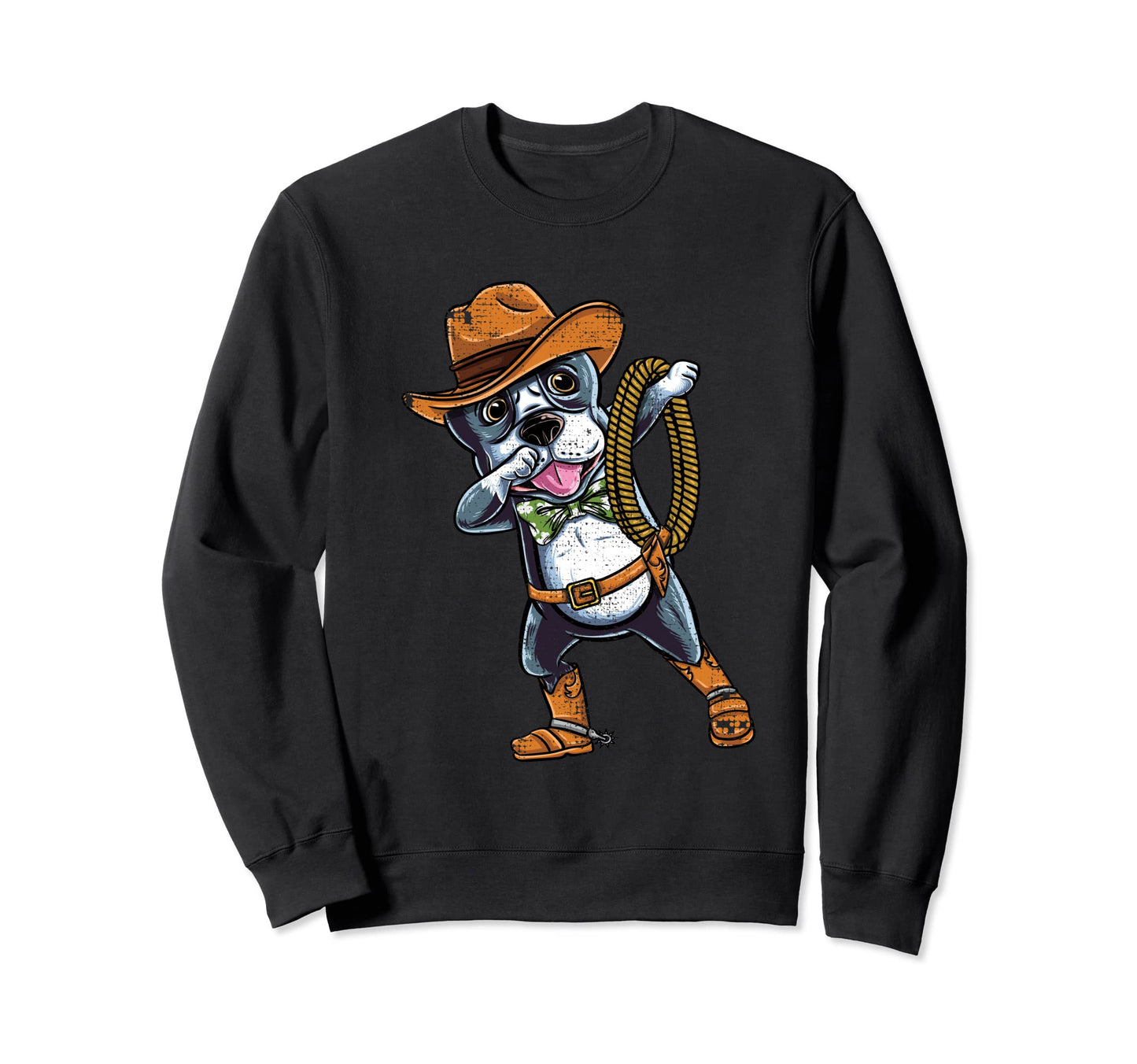 Dabbing Cowboy Boston Terrier Sweatshirt - Unique Graphic for Adults - T-Shirt, Sweatshirt, Hoodie