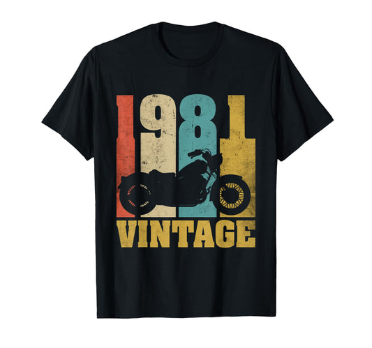 45 Birthday Biker Motorcycle 1981 T-Shirt - Novelty Apparel Unisex - T-Shirt, Sweatshirt, Hoodie