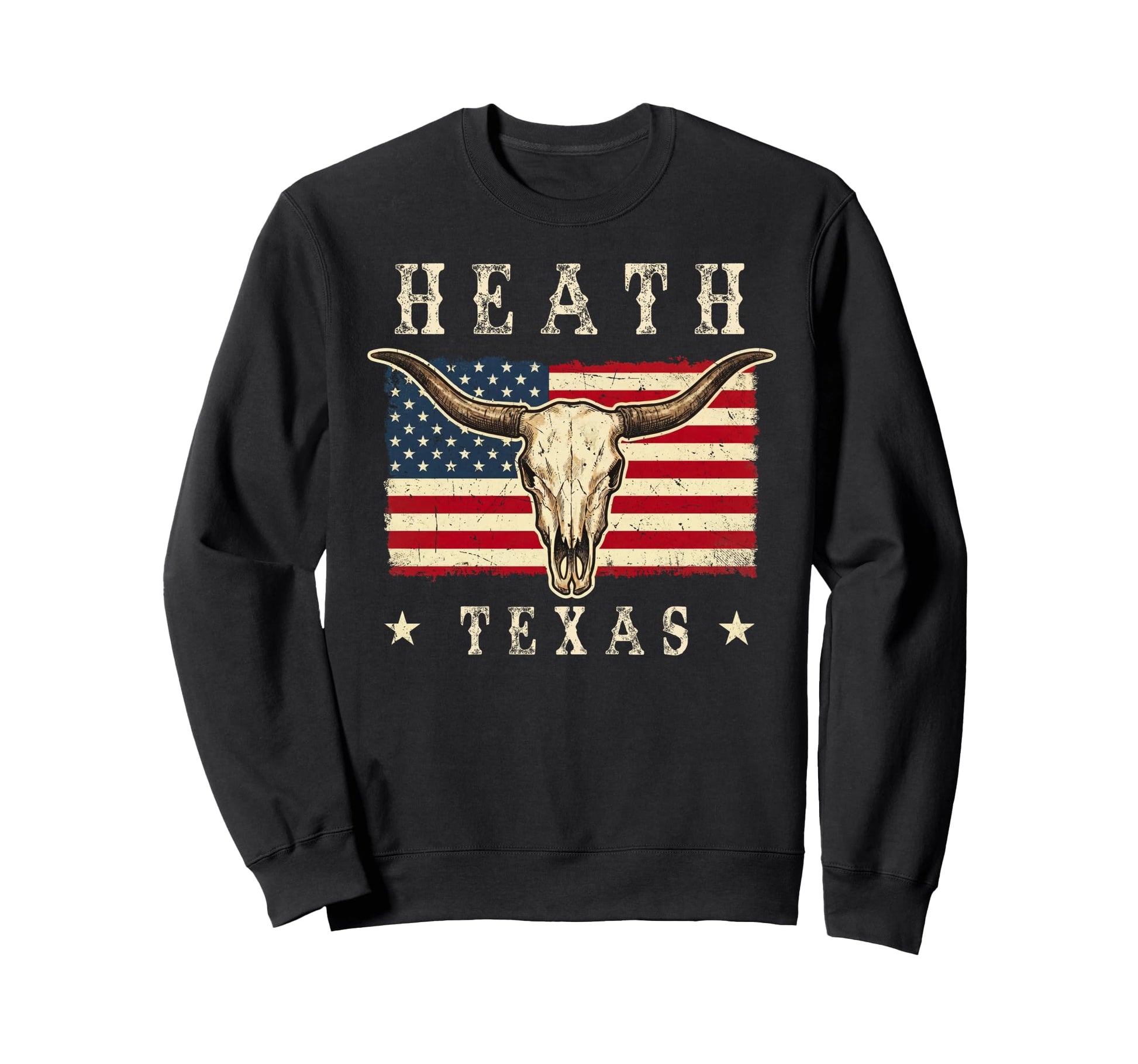 Heath Texas Western Patriotic Skull Sweatshirt - Fun Novelty Design Unisex - T-Shirt, Sweatshirt, Hoodie