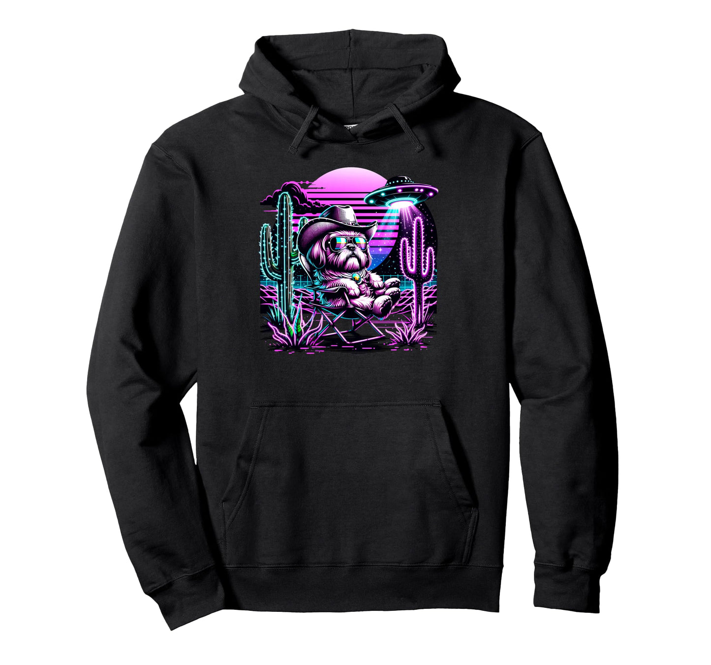 Shih Tzu Cowboys Ufo Western Hoodie - Minimalist Print Men Women - T-Shirt, Sweatshirt, Hoodie