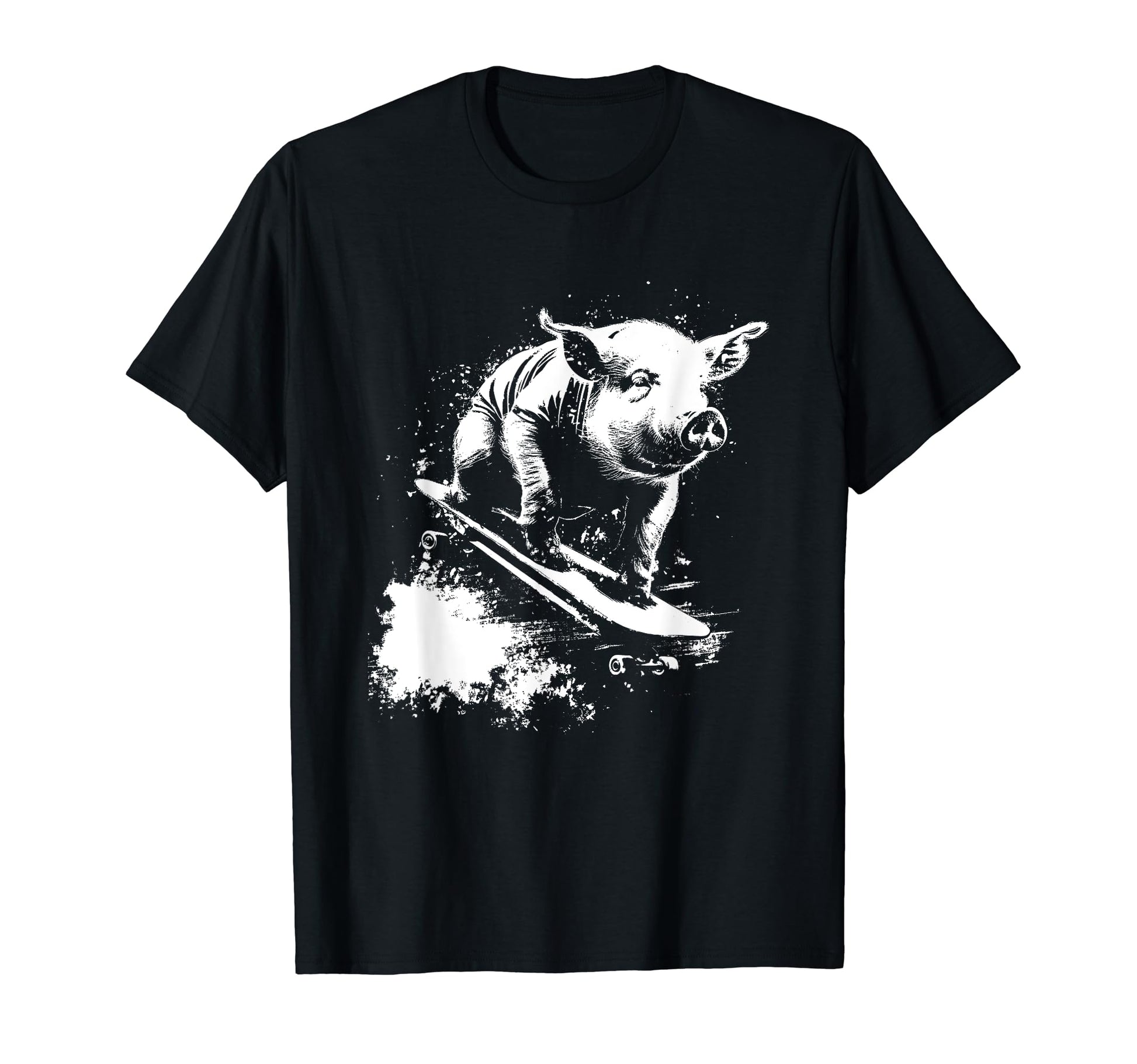Funny Pig Riding Skateboard 90S Grunge Art T-Shirt - Trendy Graphic Unisex - T-Shirt, Sweatshirt, Hoodie