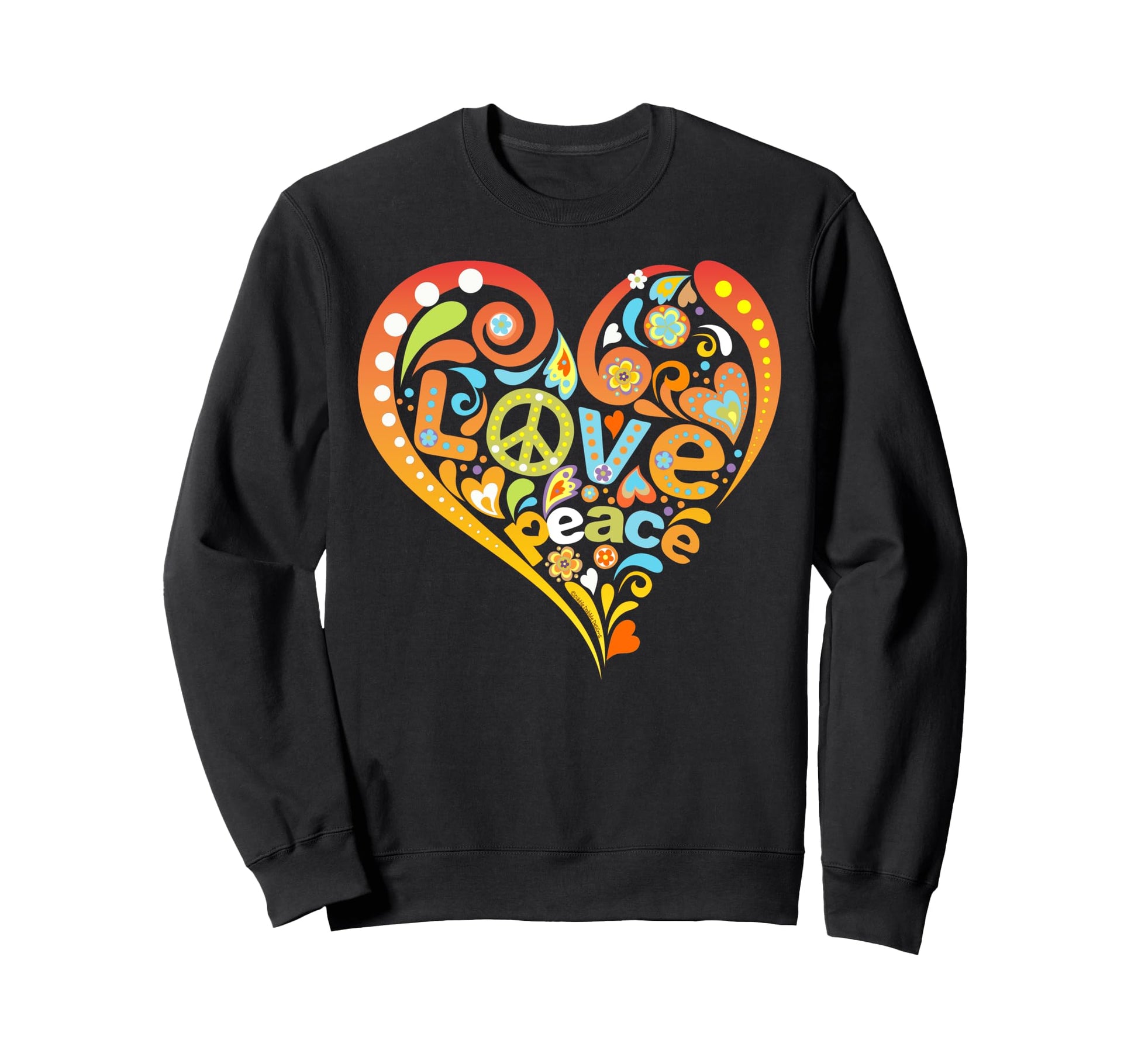 Pretty 60S 70S Hippie Peace Love Sweatshirt - Aesthetic Graphic Unisex - T-Shirt, Sweatshirt, Hoodie