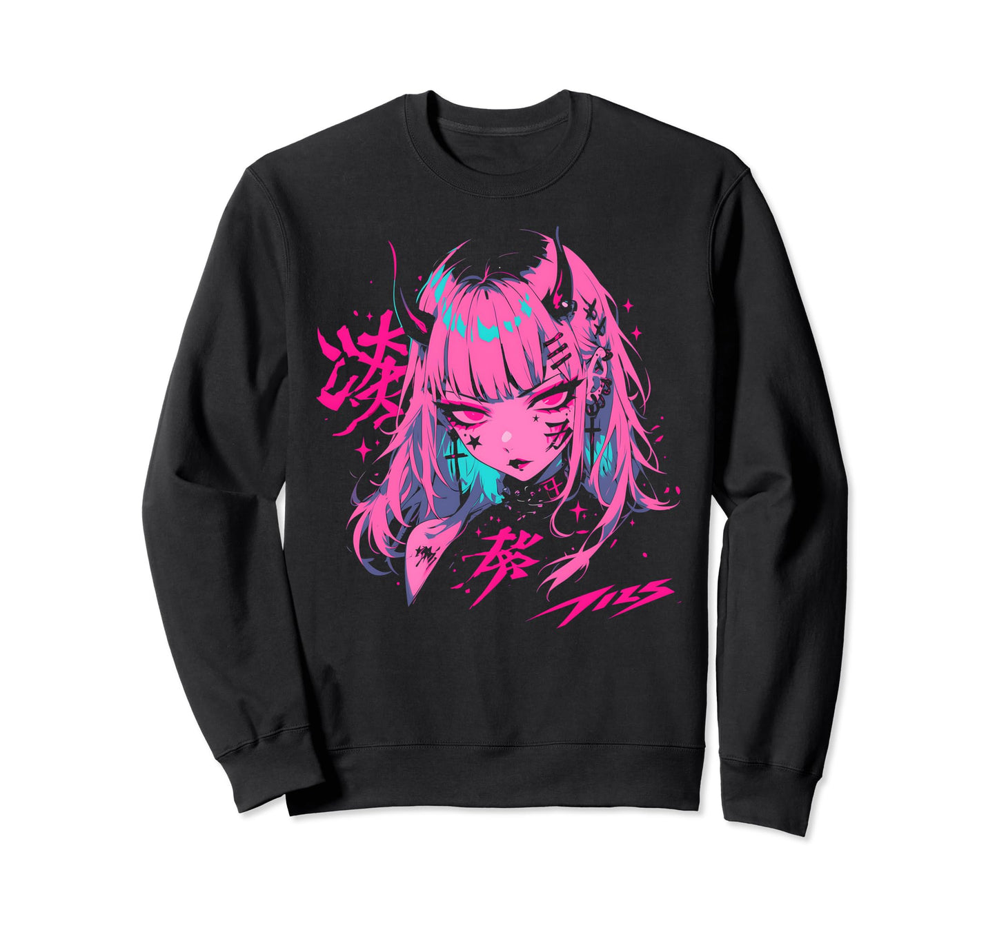 Goth Grunge Demon Anime Waifu Horror Sweatshirt - Trendy Graphic Unisex - T-Shirt, Sweatshirt, Hoodie