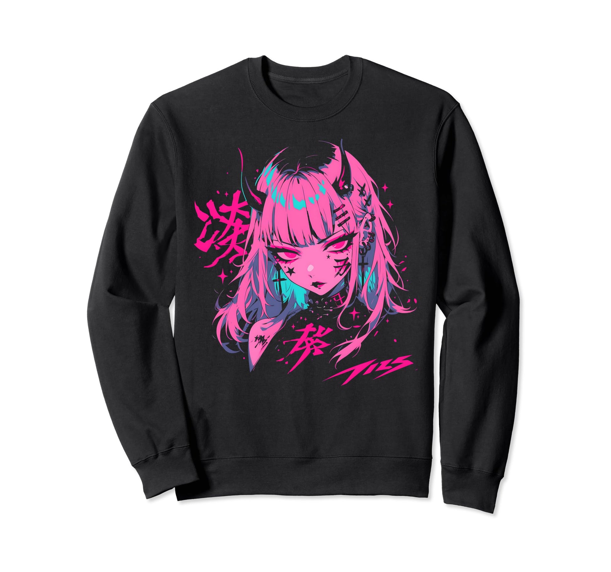 Goth Grunge Demon Anime Waifu Horror Sweatshirt - Trendy Graphic Unisex - T-Shirt, Sweatshirt, Hoodie