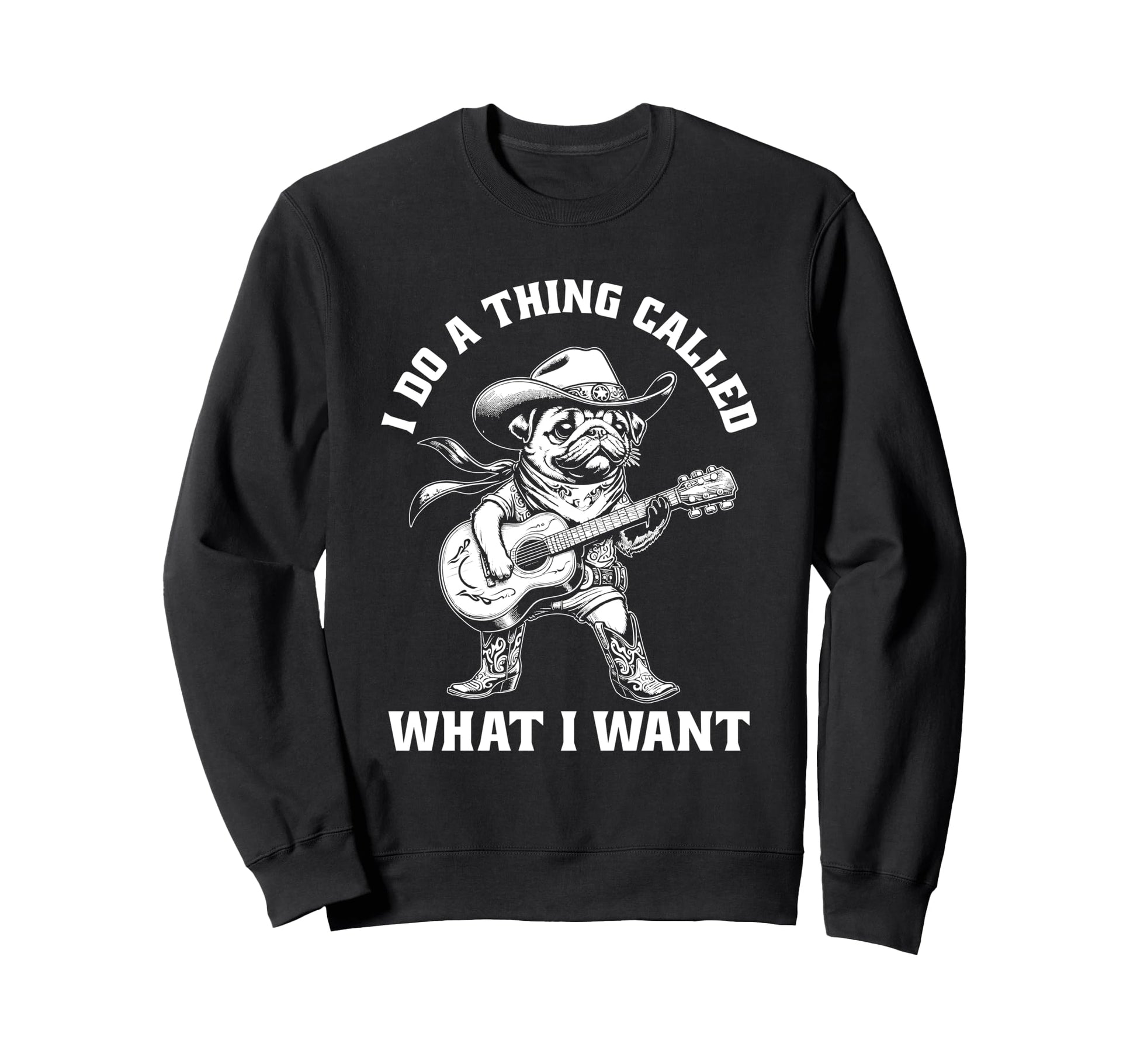 Cowboy Pug Guitar Funny Western Sweatshirt - Trendy Graphic for Adults - T-Shirt, Sweatshirt, Hoodie