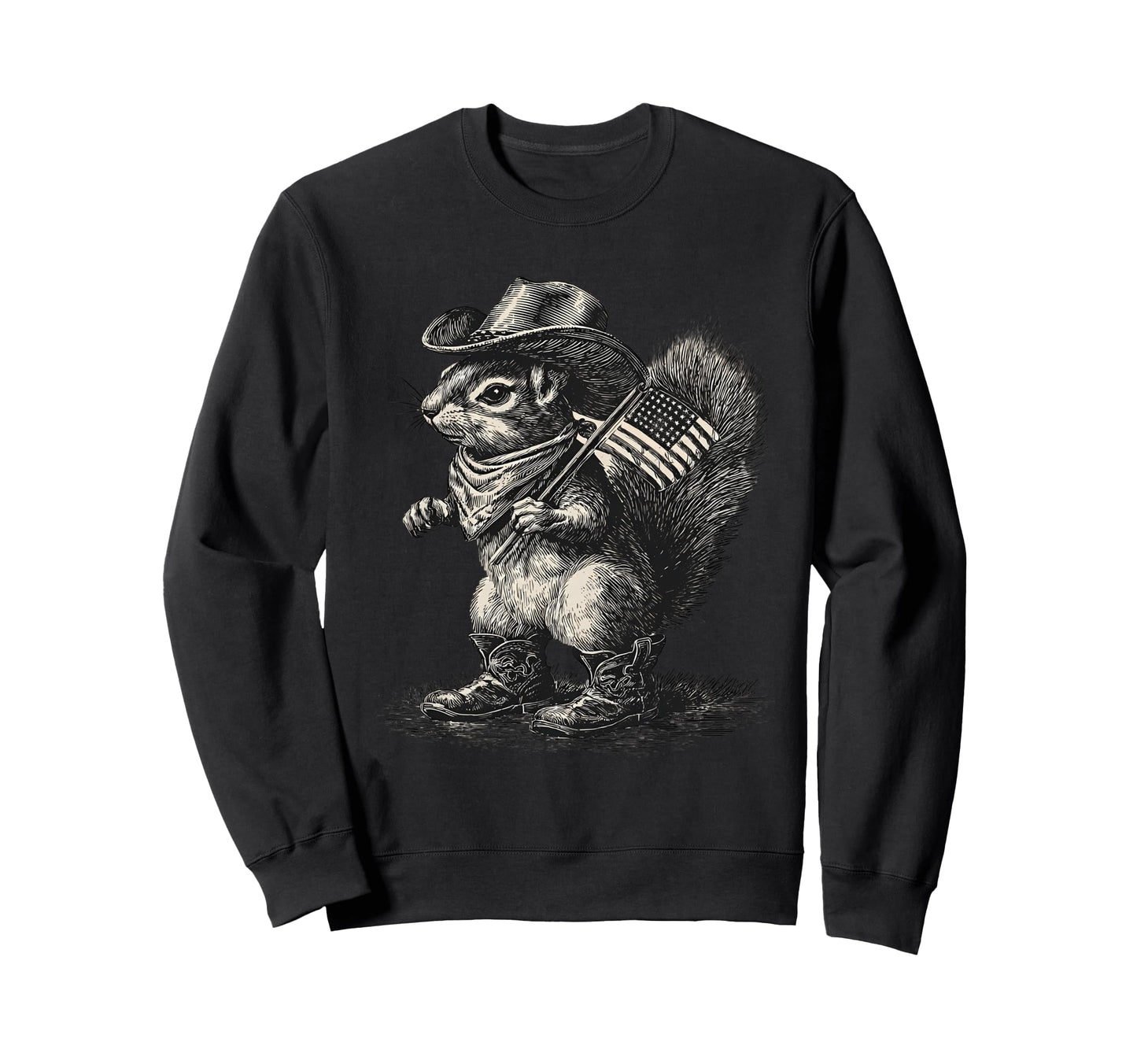 Country Cowboy Squirrel Rodeo Sweatshirt - Minimalist Print Men Women - T-Shirt, Sweatshirt, Hoodie