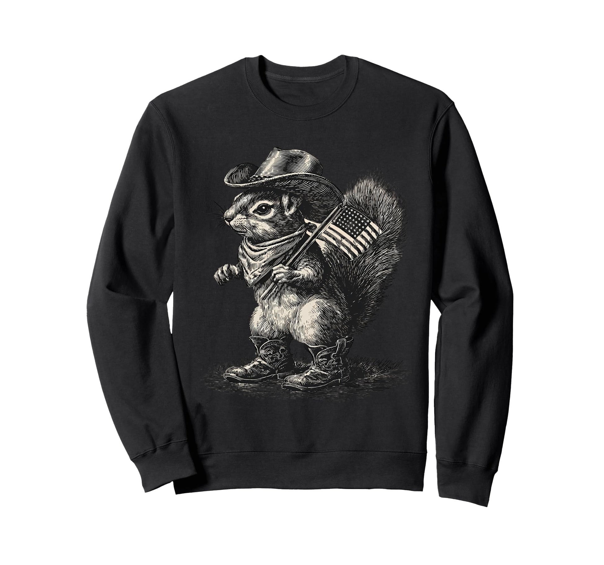 Country Cowboy Squirrel Rodeo Sweatshirt - Minimalist Print Men Women - T-Shirt, Sweatshirt, Hoodie