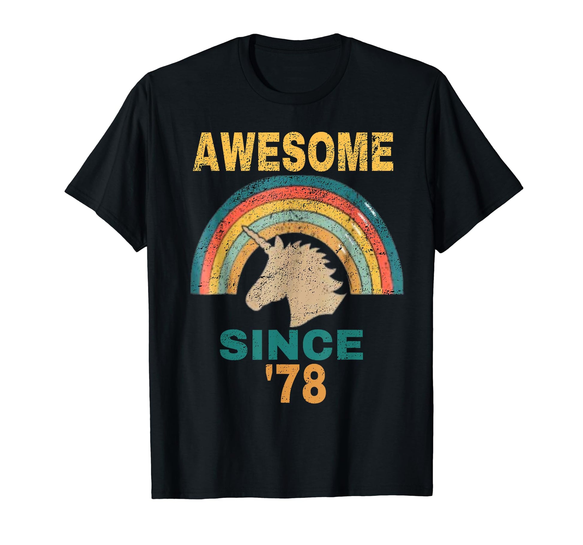 Awesome Since 78 Unicorn Rainbow Born T-Shirt - Unique Graphic for Adults - T-Shirt, Sweatshirt, Hoodie