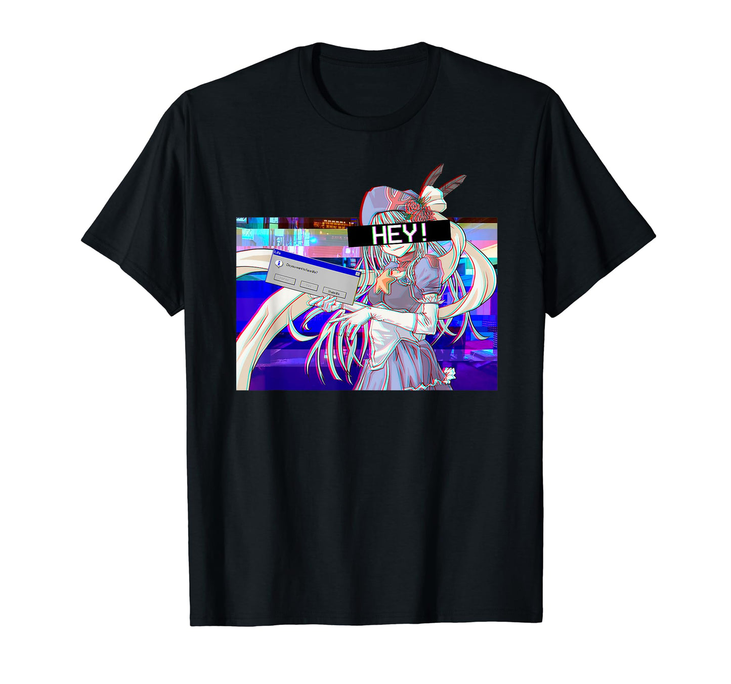Anime Vaporwave Aesthetic Glitch T-Shirt - Novelty Apparel for Adults - T-Shirt, Sweatshirt, Hoodie