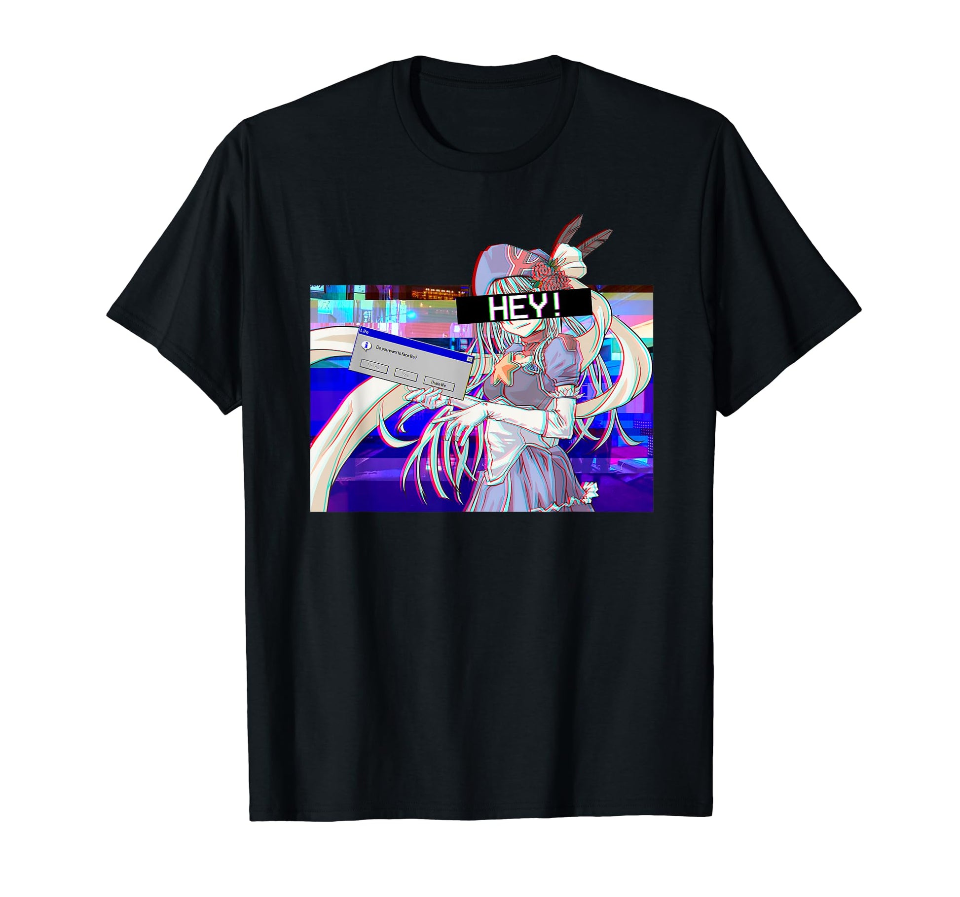 Anime Vaporwave Aesthetic Glitch T-Shirt - Novelty Apparel for Adults - T-Shirt, Sweatshirt, Hoodie