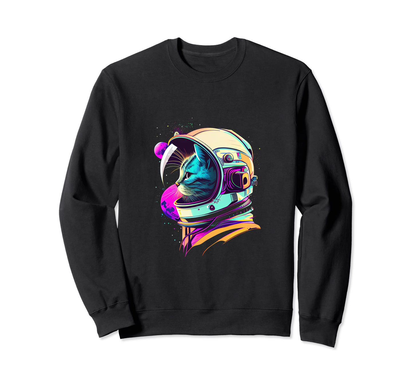 Aesthetic Vaporwave Space Cat 80S Sweatshirt - Aesthetic Graphic Unisex - T-Shirt, Sweatshirt, Hoodie