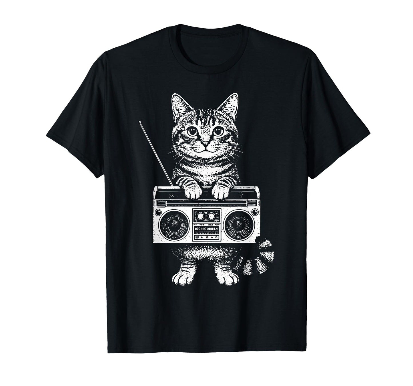 Cat Boombox Kitten Box Radio Cd Player T-Shirt - Trendy Graphic Unisex - T-Shirt, Sweatshirt, Hoodie