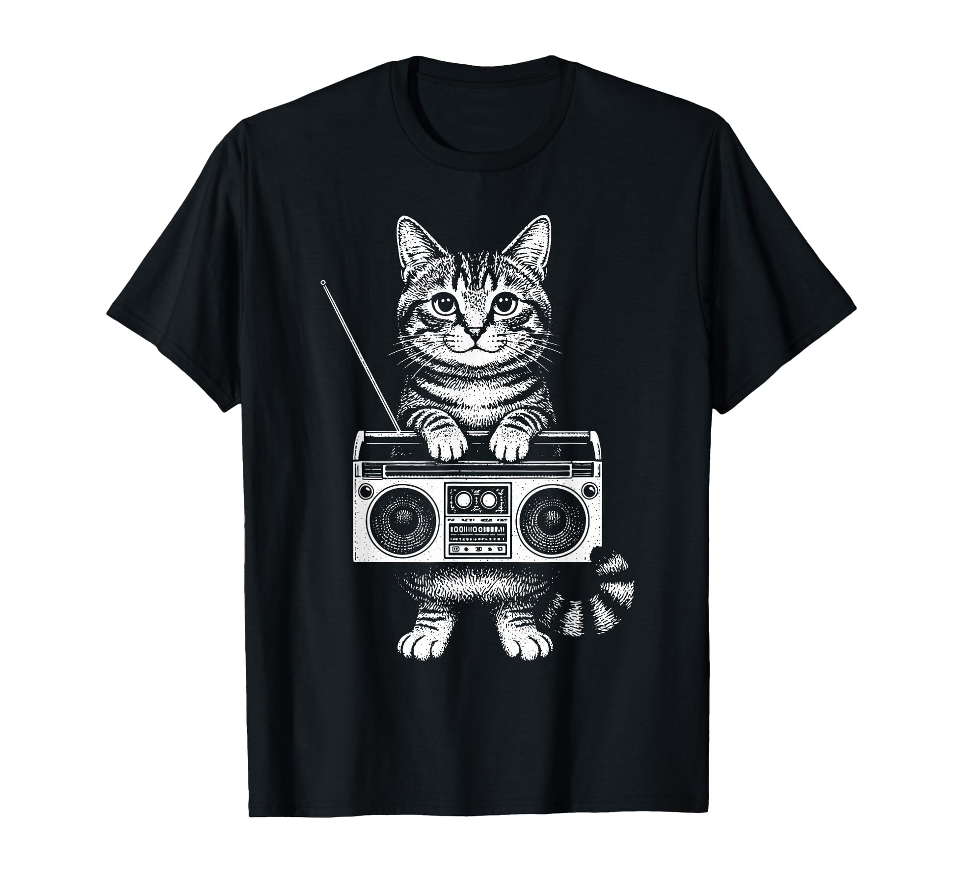 Cat Boombox Kitten Box Radio Cd Player T-Shirt - Trendy Graphic Unisex - T-Shirt, Sweatshirt, Hoodie